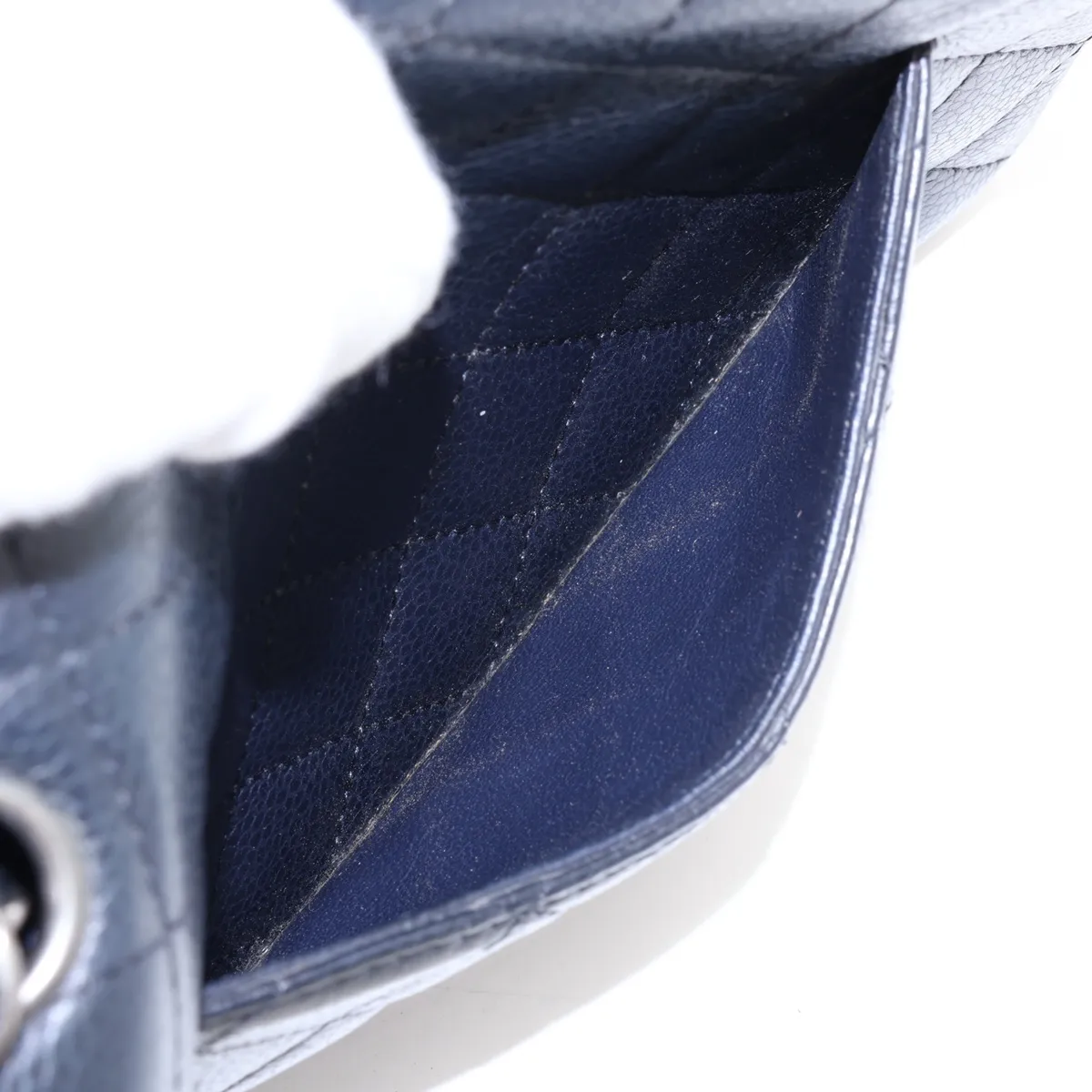 Mini Matelassé 20 Caviar Skin Single Flap Single Chain Bag, Navy, Gunmetal Hardware, 21567046, Serial Number 21-A69900 — view 9