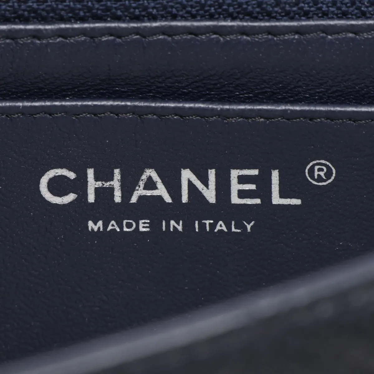 Mini Matelassé 20 Caviar Skin Single Flap Single Chain Bag, Navy, Gunmetal Hardware, 21567046, Serial Number 21-A69900 — view 10