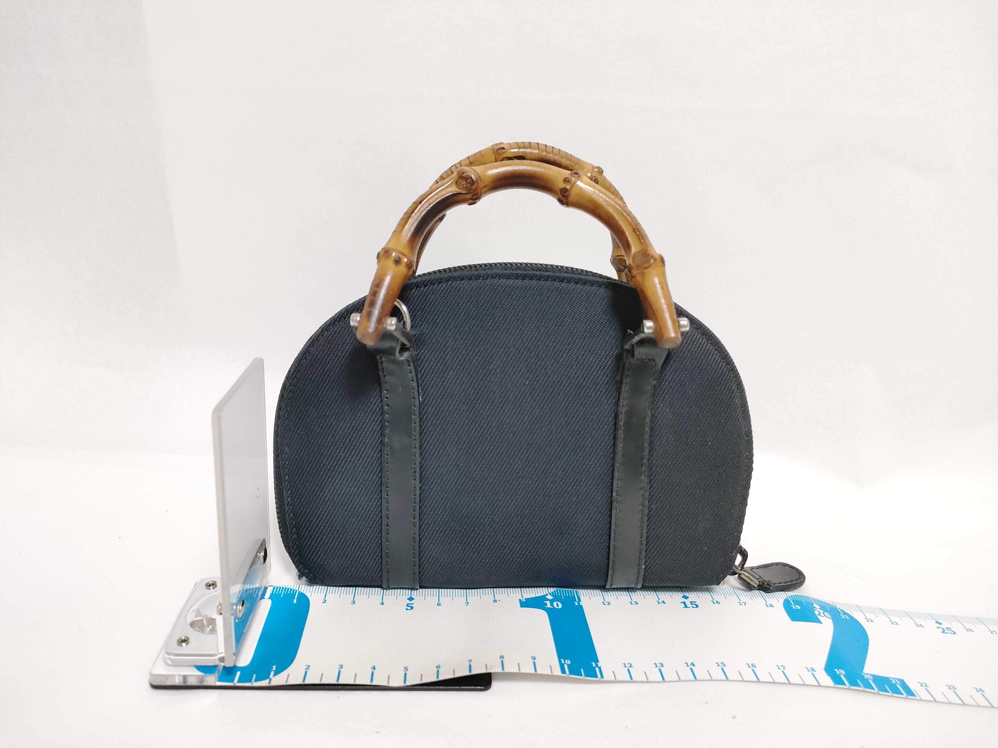 Bamboo Shoulder Bag, Nylon Leather, Black Handbag (089 1705 0701) — view 2