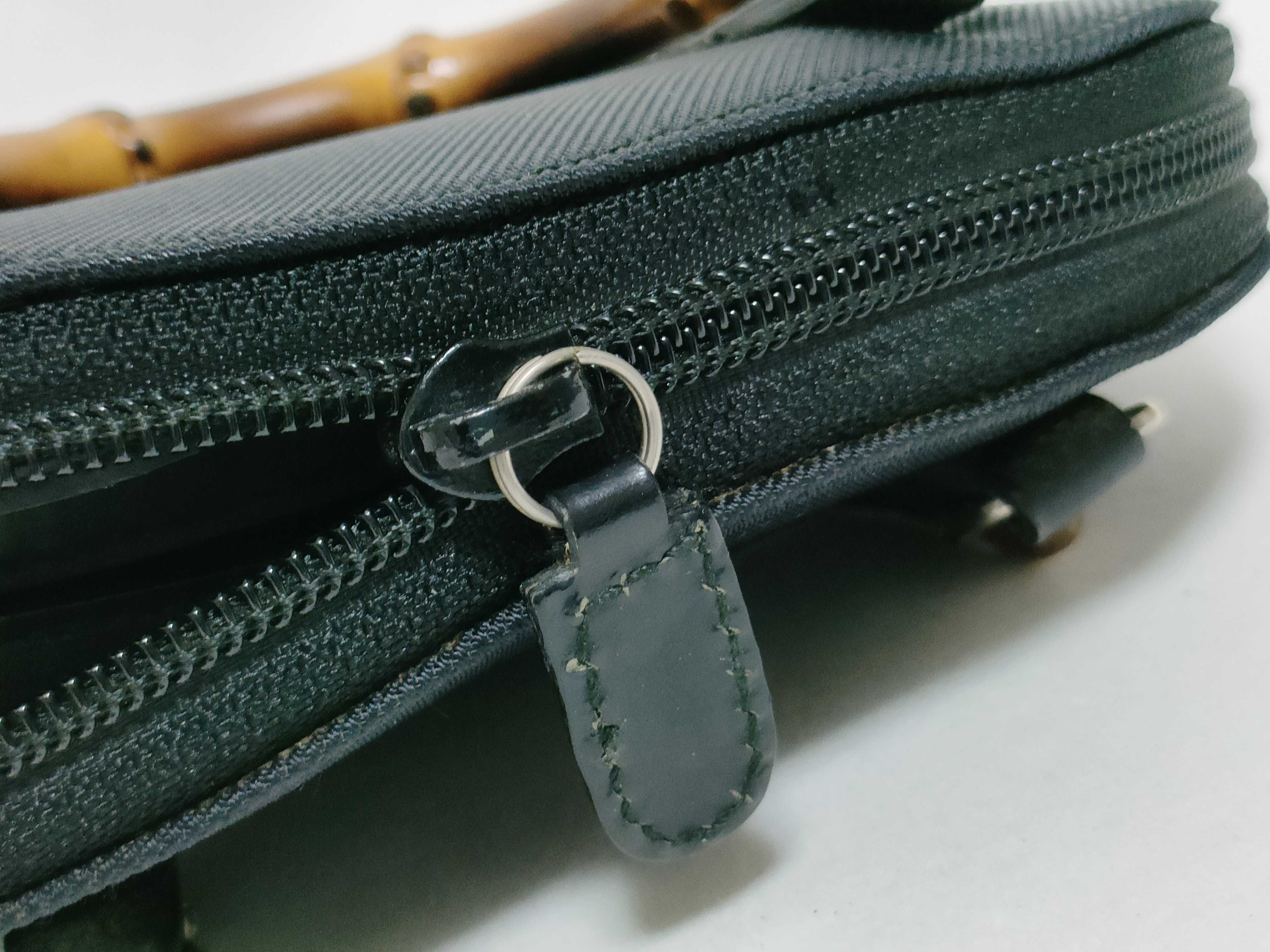 Bamboo Shoulder Bag, Nylon Leather, Black Handbag (089 1705 0701) — view 15