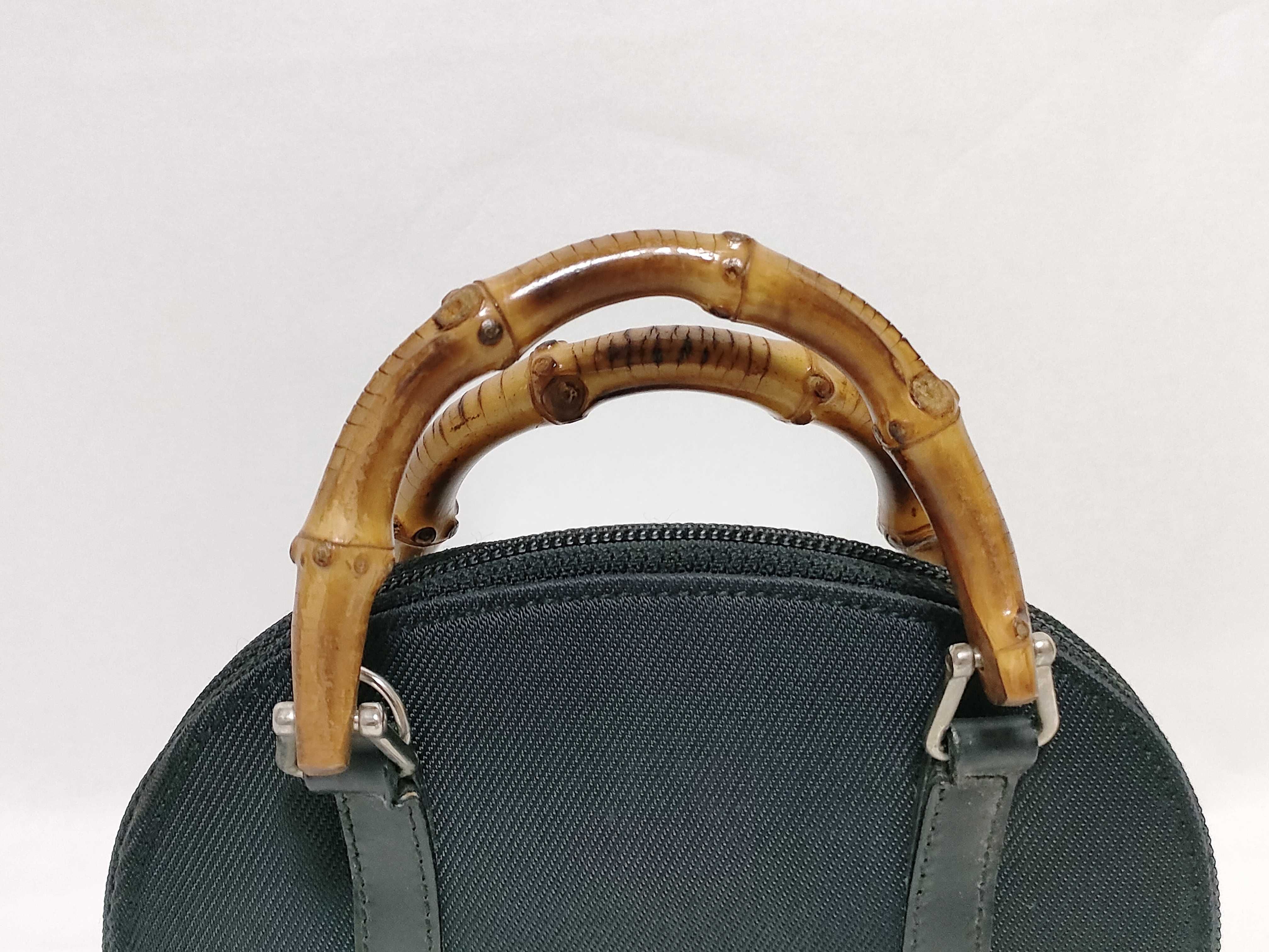 Bamboo Shoulder Bag, Nylon Leather, Black Handbag (089 1705 0701) — view 3