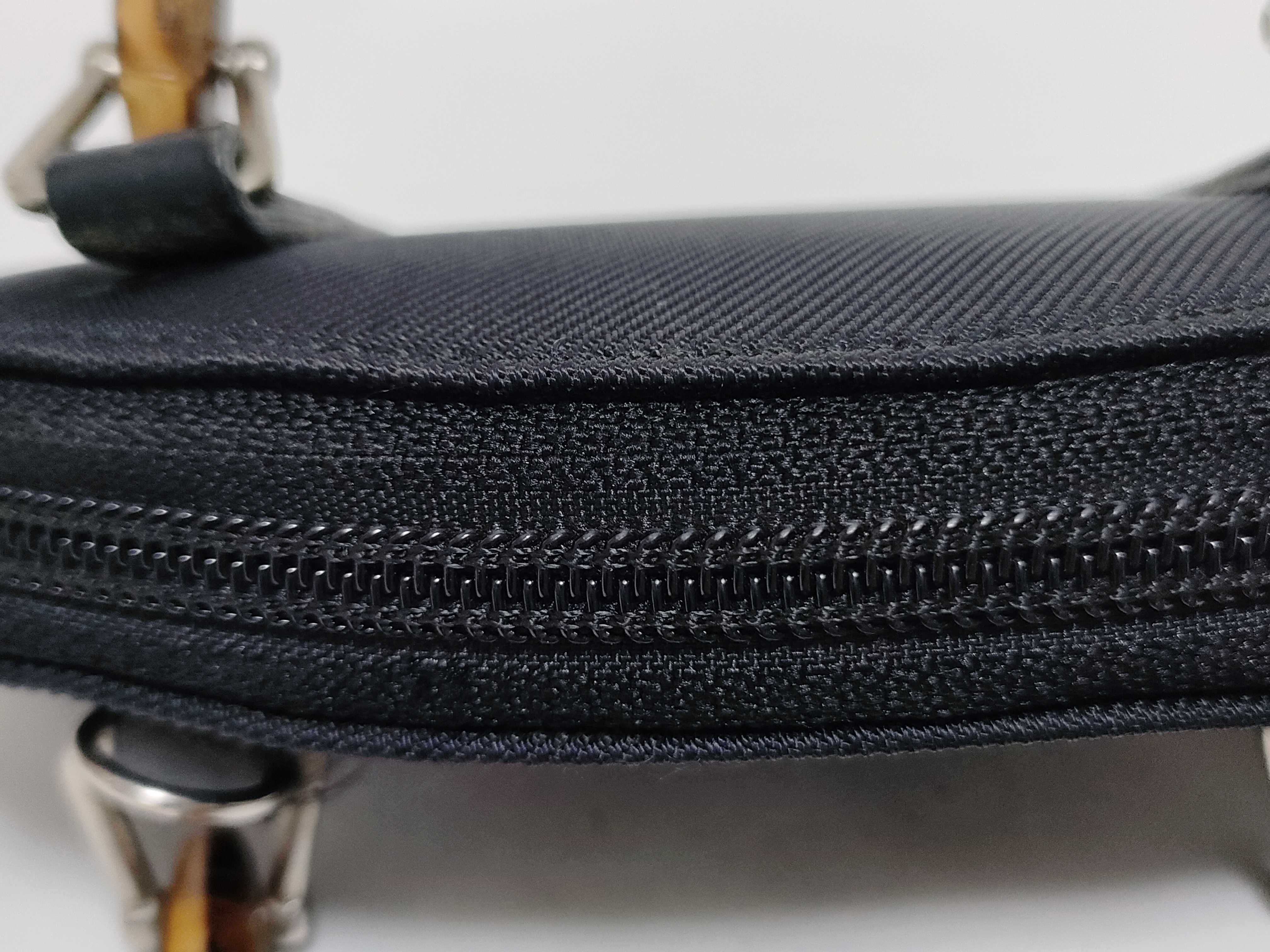 Bamboo Shoulder Bag, Nylon Leather, Black Handbag (089 1705 0701) — view 6