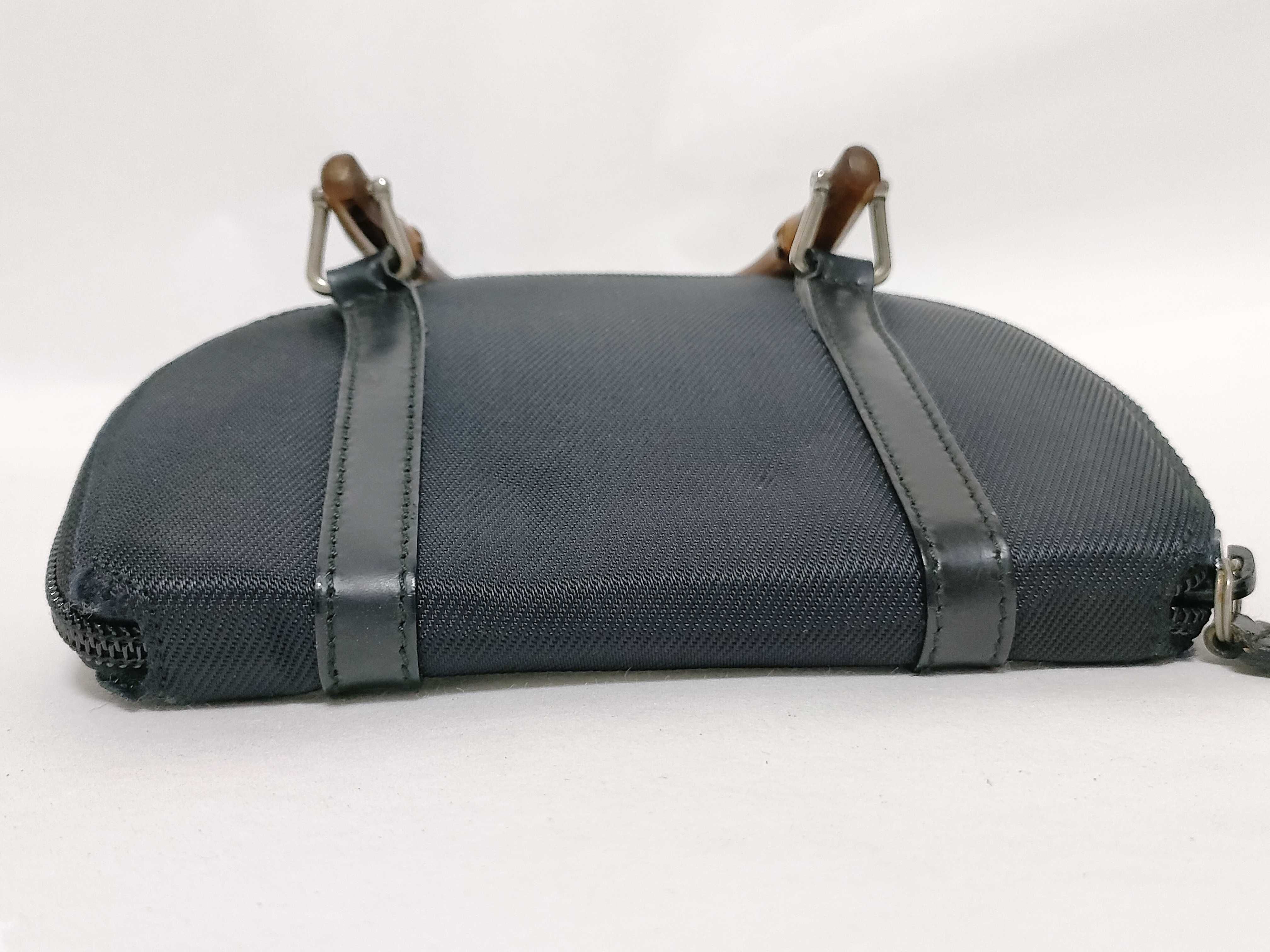 Bamboo Shoulder Bag, Nylon Leather, Black Handbag (089 1705 0701) — view 9