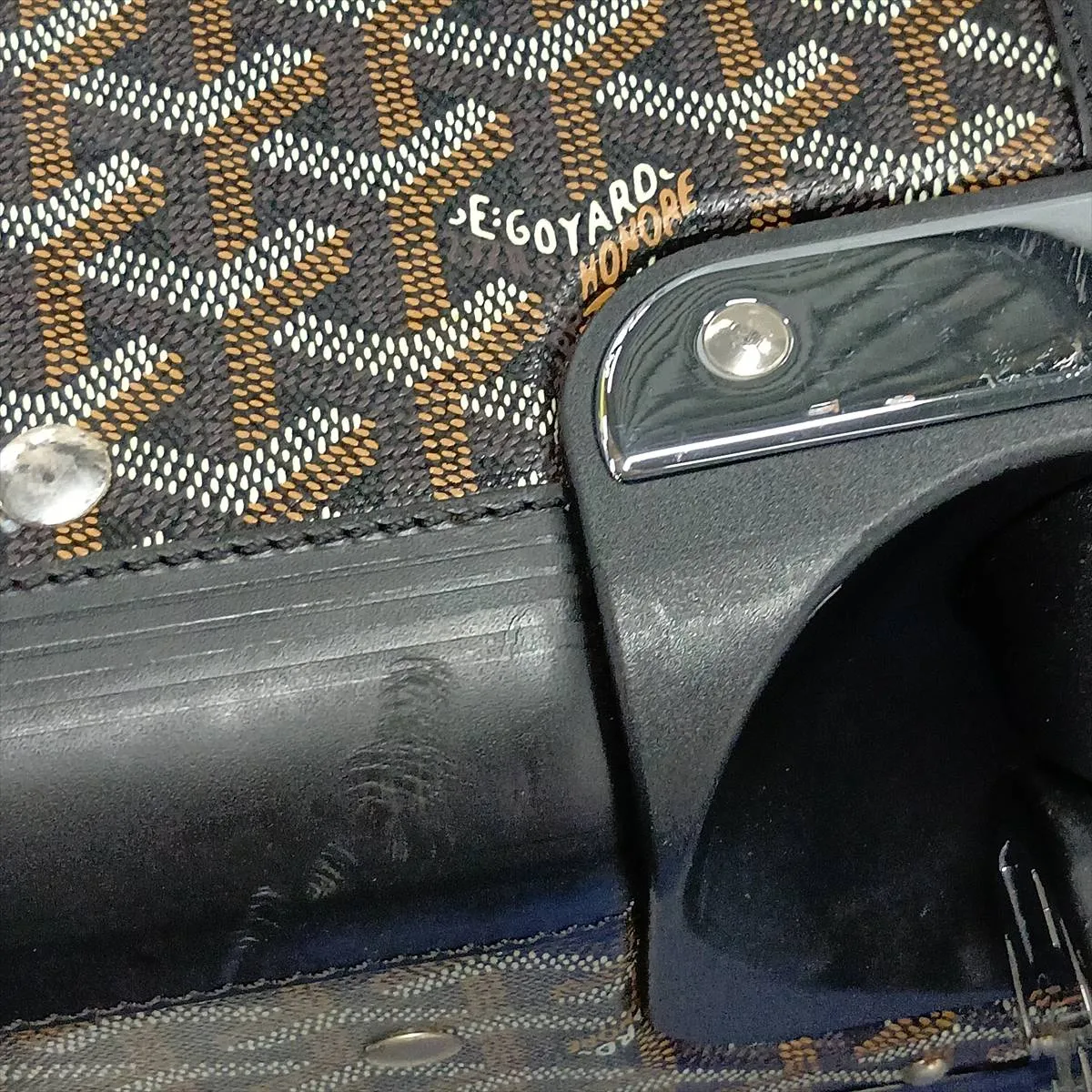 [Individually packaged] Goyard Bourget PVC x Leather Carry Case Black x Brown (Screws missing) — view 12