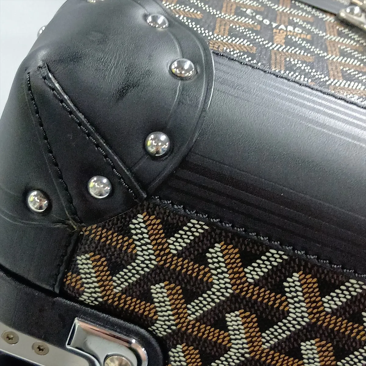 [Individually packaged] Goyard Bourget PVC x Leather Carry Case Black x Brown (Screws missing) — view 14