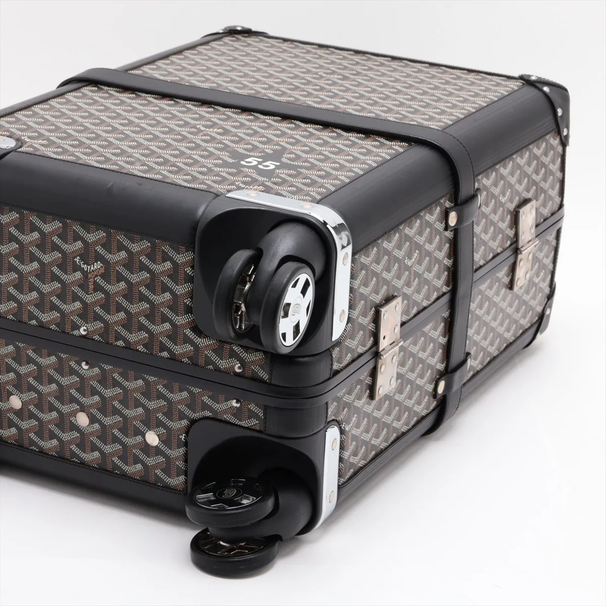 [Individually packaged] Goyard Bourget PVC x Leather Carry Case Black x Brown (Screws missing) — view 3