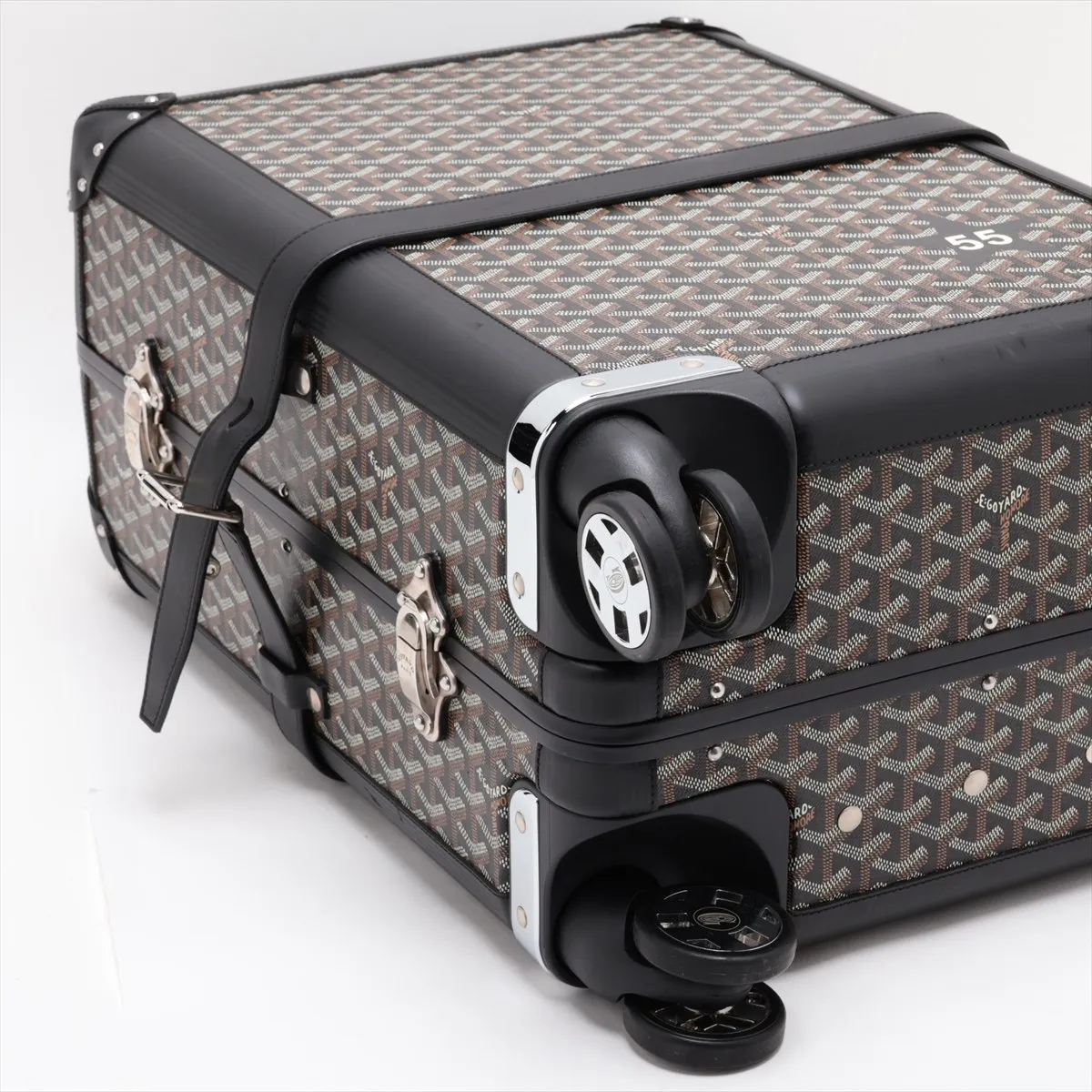 [Individually packaged] Goyard Bourget PVC x Leather Carry Case Black x Brown (Screws missing) — view 4