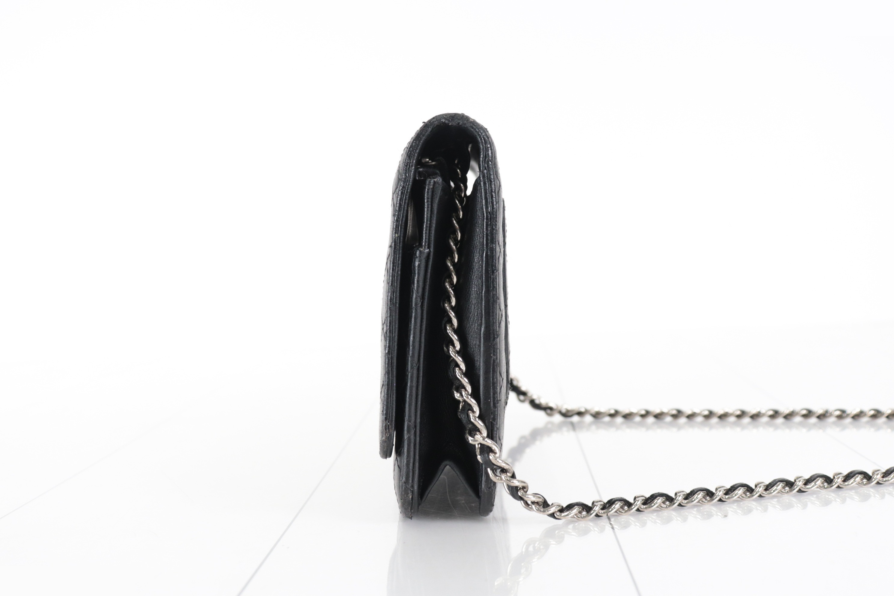 Micro Matelassé Lambskin Chain Wallet, Silver Hardware, Series 12 — view 4