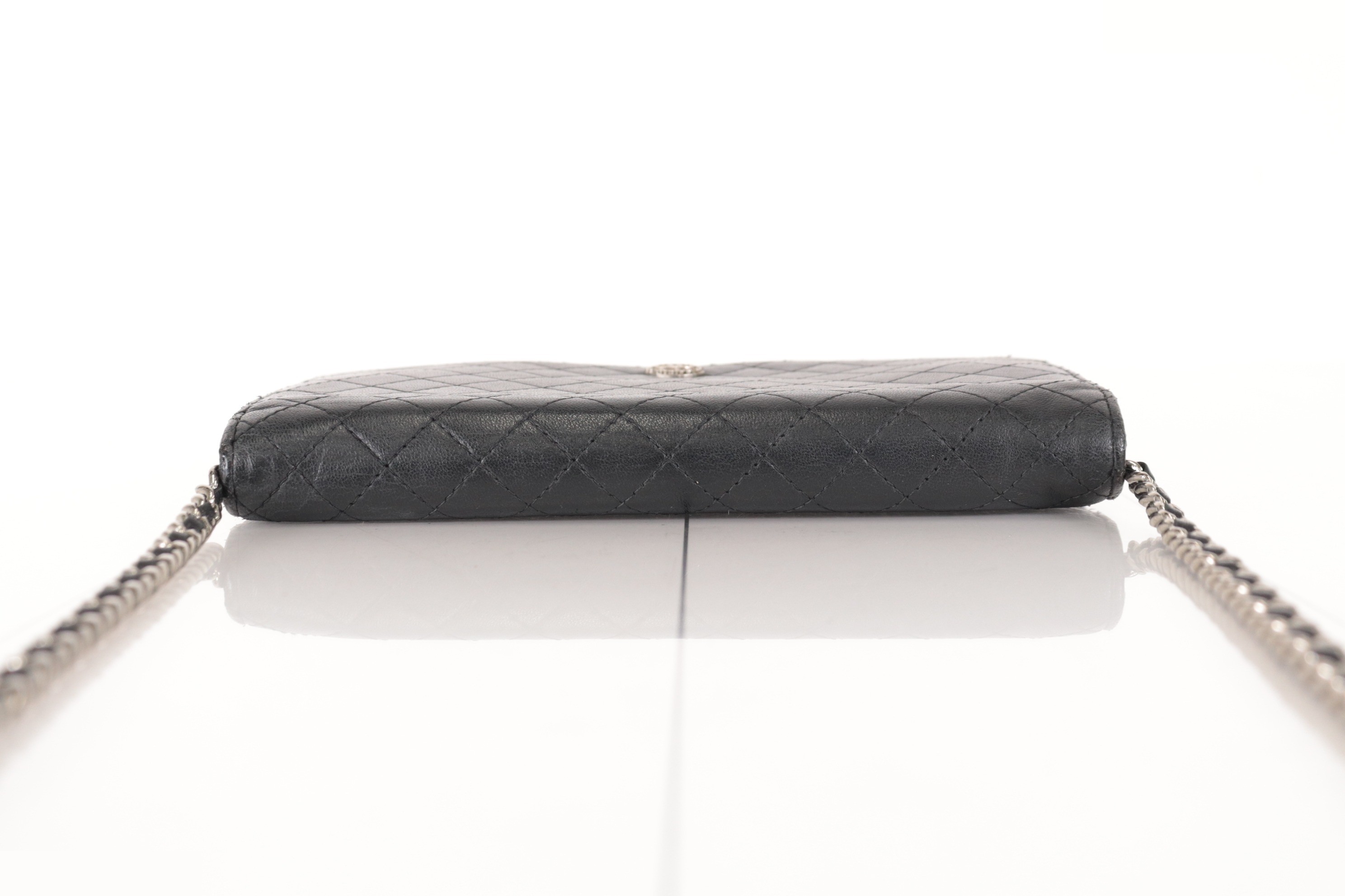Micro Matelassé Lambskin Chain Wallet, Silver Hardware, Series 12 — view 5