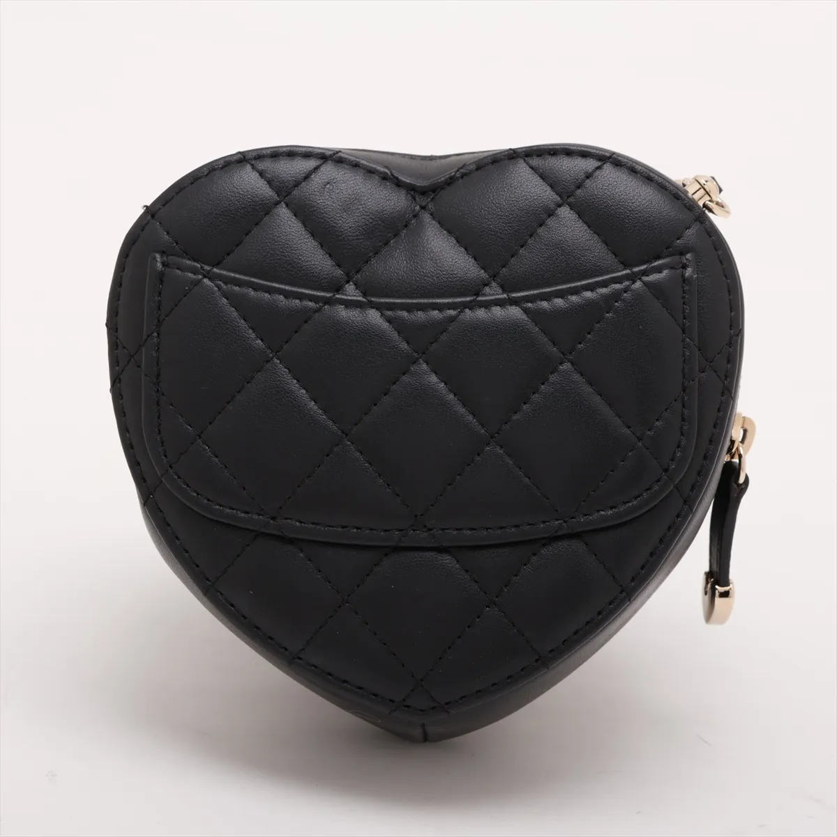 Matelassé Lambskin Chain Shoulder Bag, Black with Gold Hardware, GUA5A1NH, Random Serial Number AP2784 — view 2
