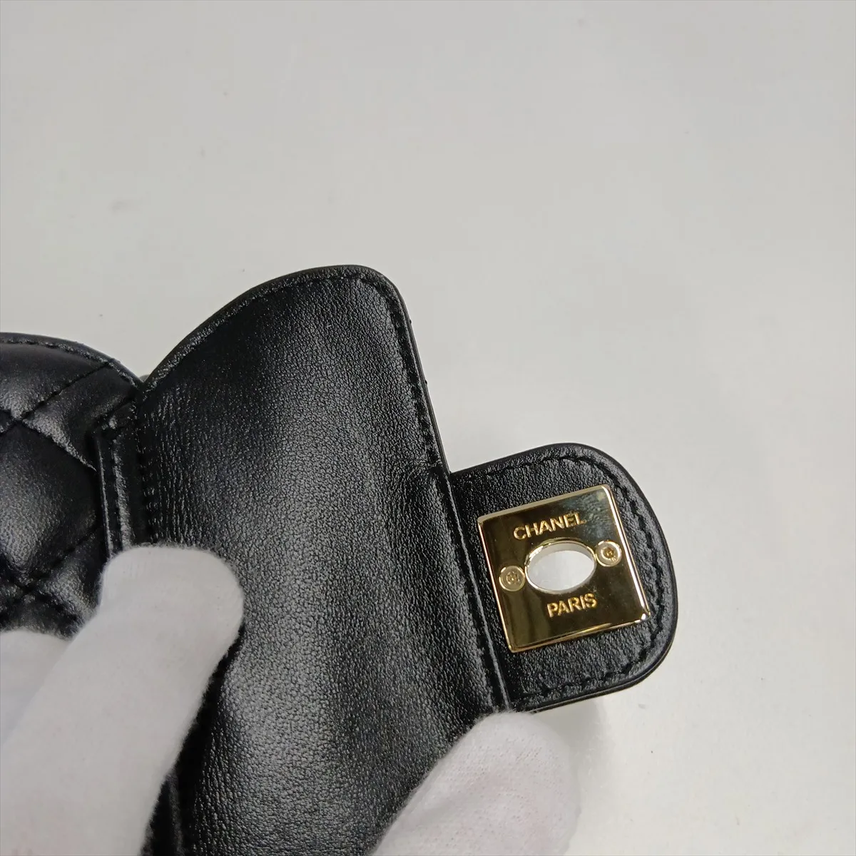 Matelassé Lambskin Chain Shoulder Bag, Black with Gold Hardware, GUA5A1NH, Random Serial Number AP2784 — view 11
