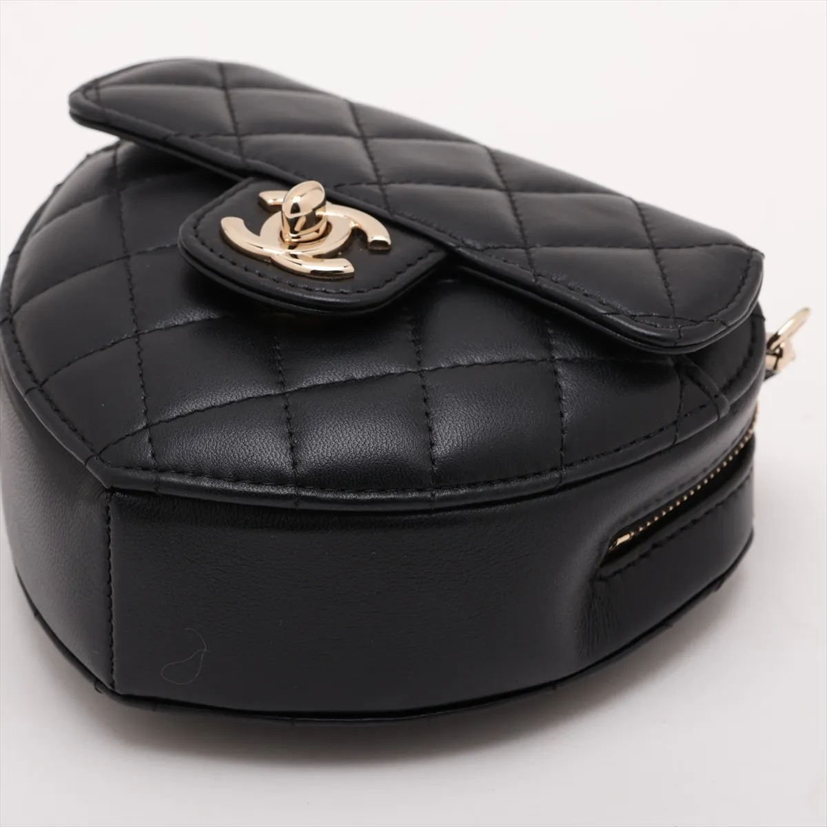 Matelassé Lambskin Chain Shoulder Bag, Black with Gold Hardware, GUA5A1NH, Random Serial Number AP2784 — view 3