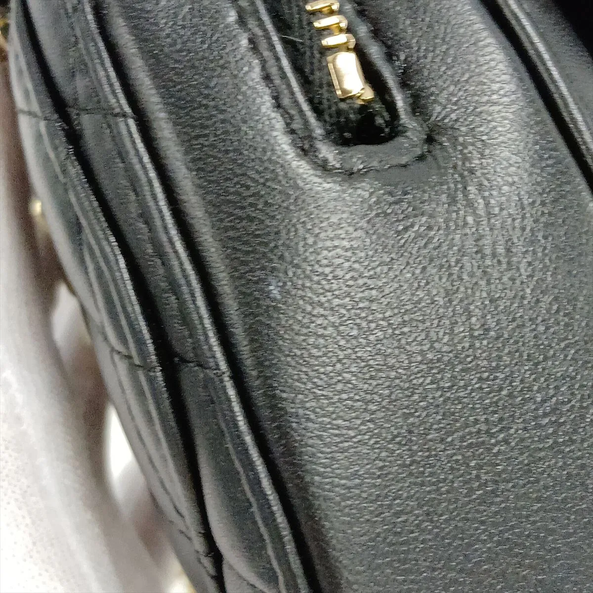 Matelassé Lambskin Chain Shoulder Bag, Black with Gold Hardware, GUA5A1NH, Random Serial Number AP2784 — view 10