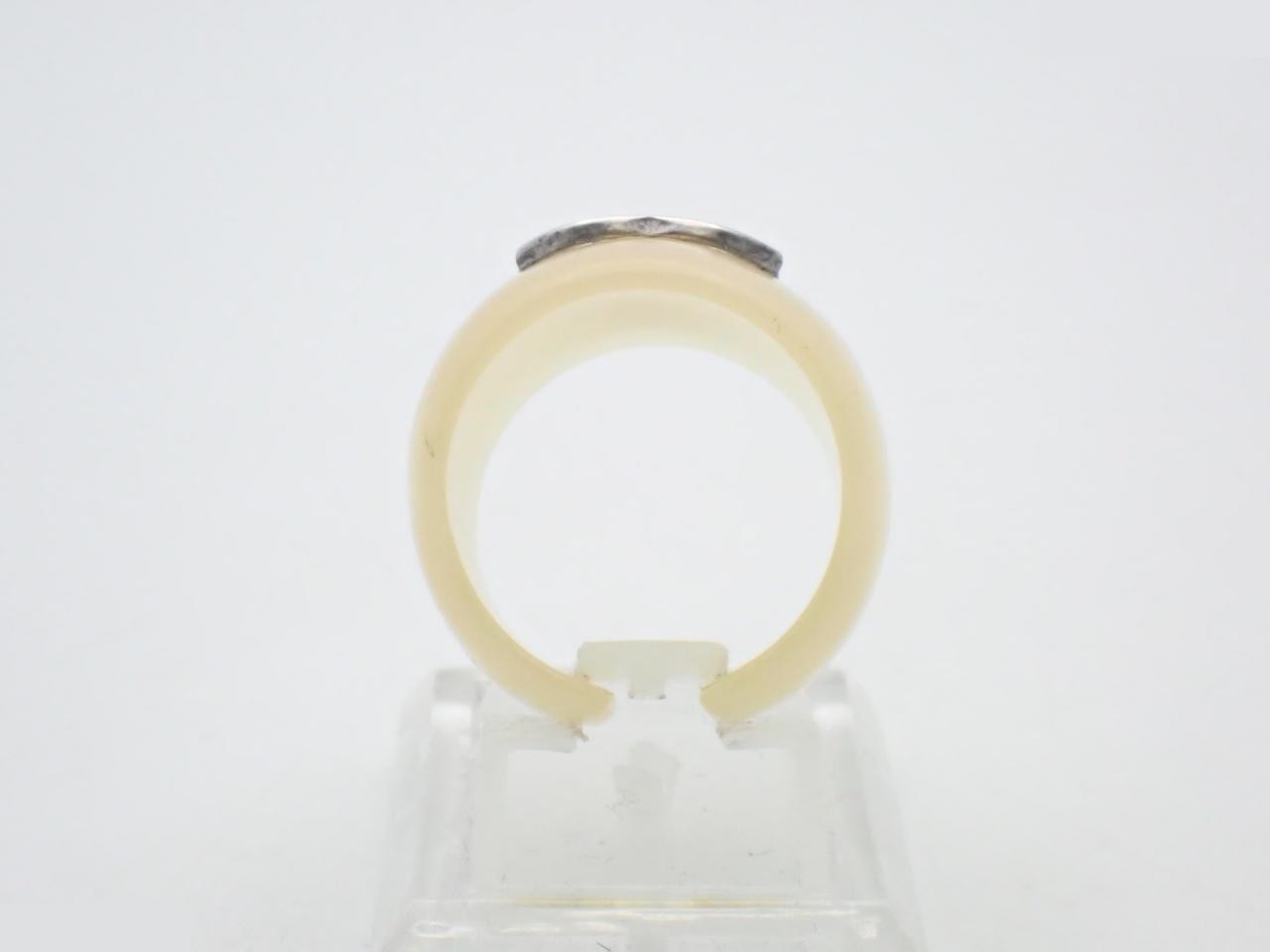 Coco Mark Plastic Ring, Ivory, Size #12 — view 3