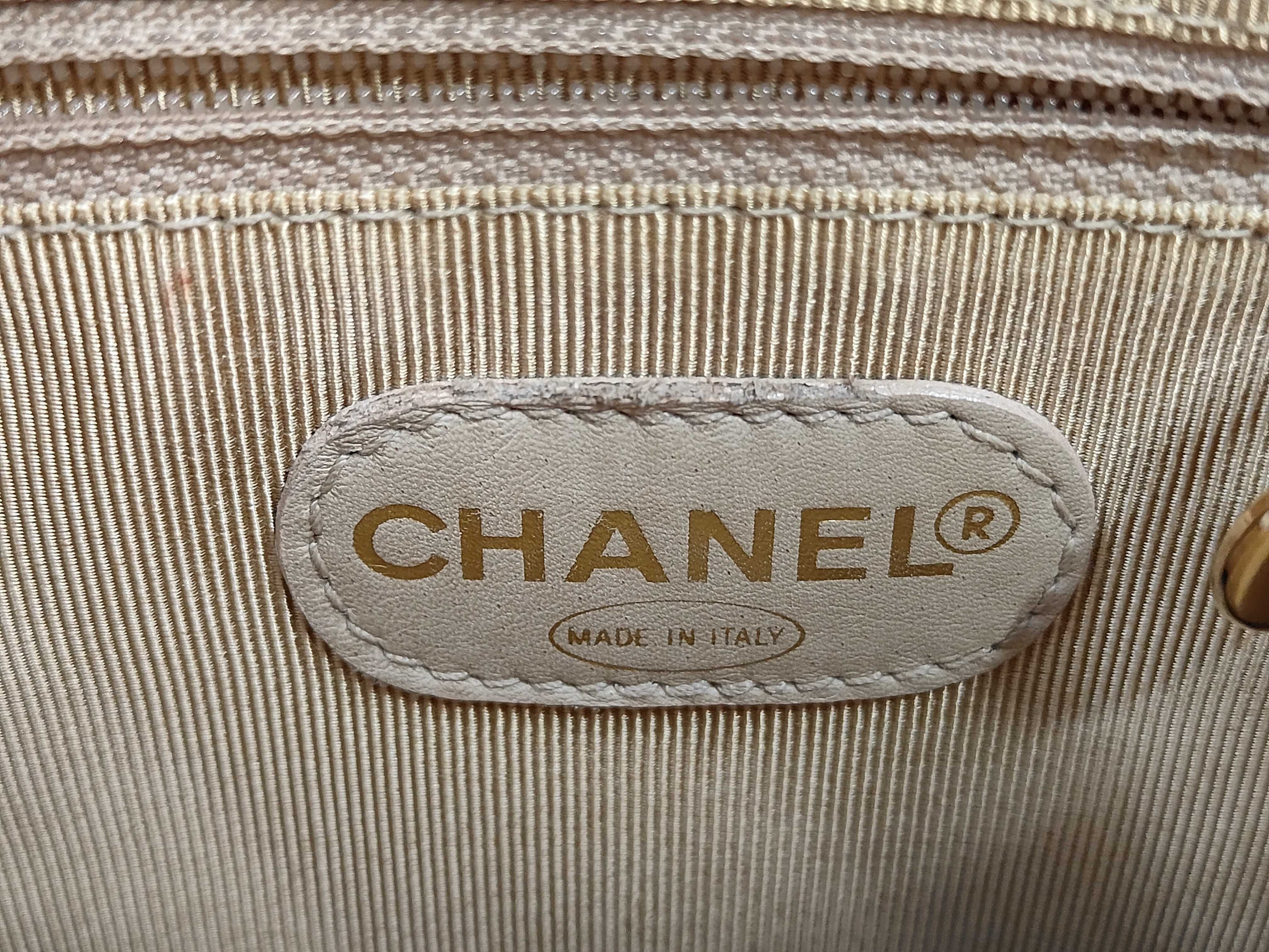 Caviar Skin Chanel Caviar Double Chain Beige Shoulder Bag — view 10