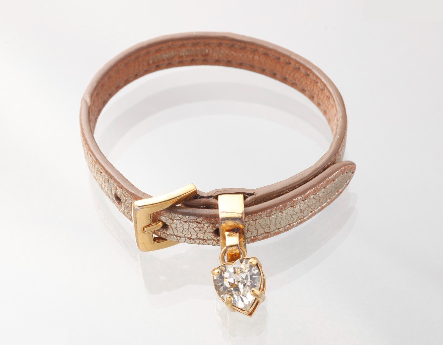 Heartstone bracelet/bangle (leather/fabric), wrist circumference approximately 17.5 cm — view 2