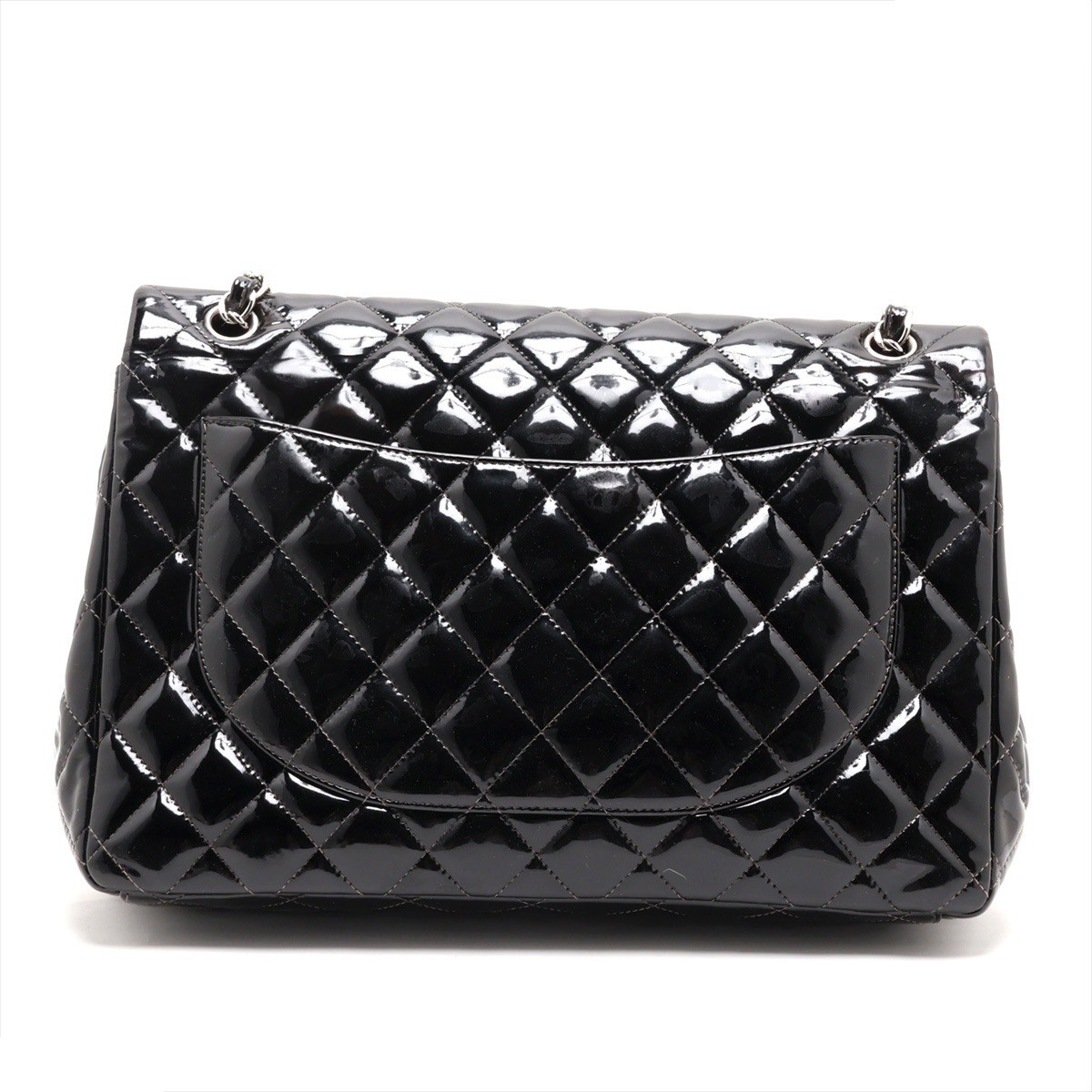 Large Matelassé 34 Maxi Shoulder Bag, Patent Leather, Double Flap — view 2