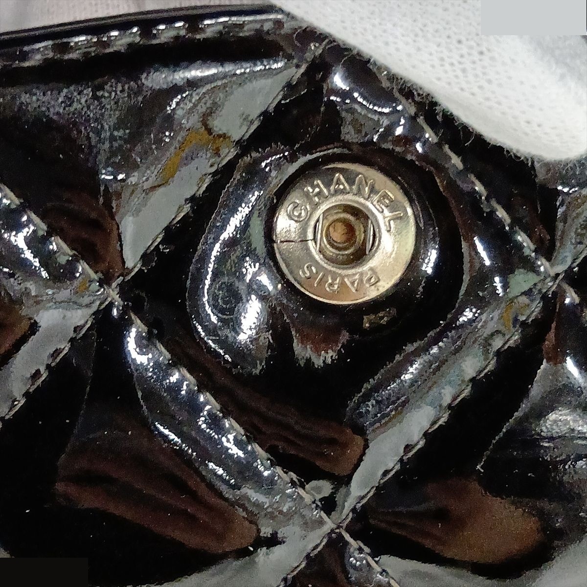 Large Matelassé 34 Maxi Shoulder Bag, Patent Leather, Double Flap — view 11