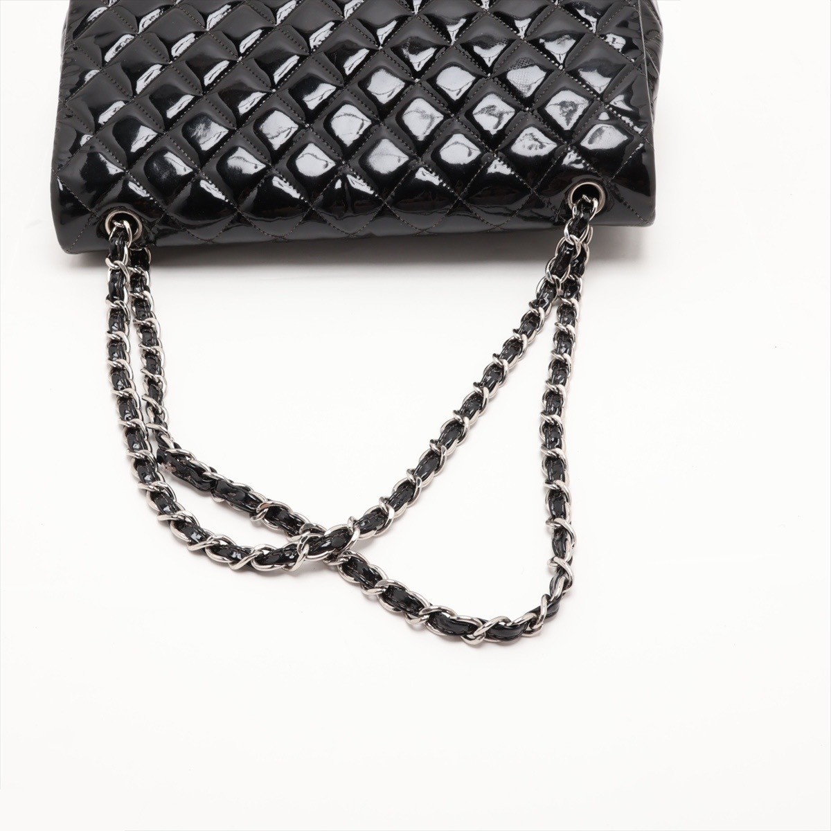 Large Matelassé 34 Maxi Shoulder Bag, Patent Leather, Double Flap — view 5