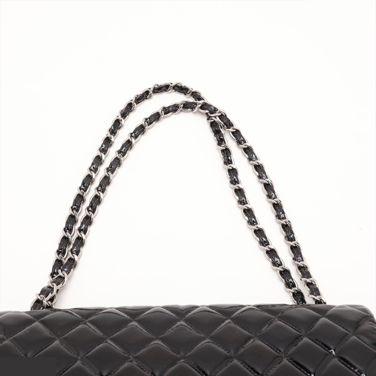 Large Matelassé 34 Maxi Shoulder Bag, Patent Leather, Double Flap — view 6