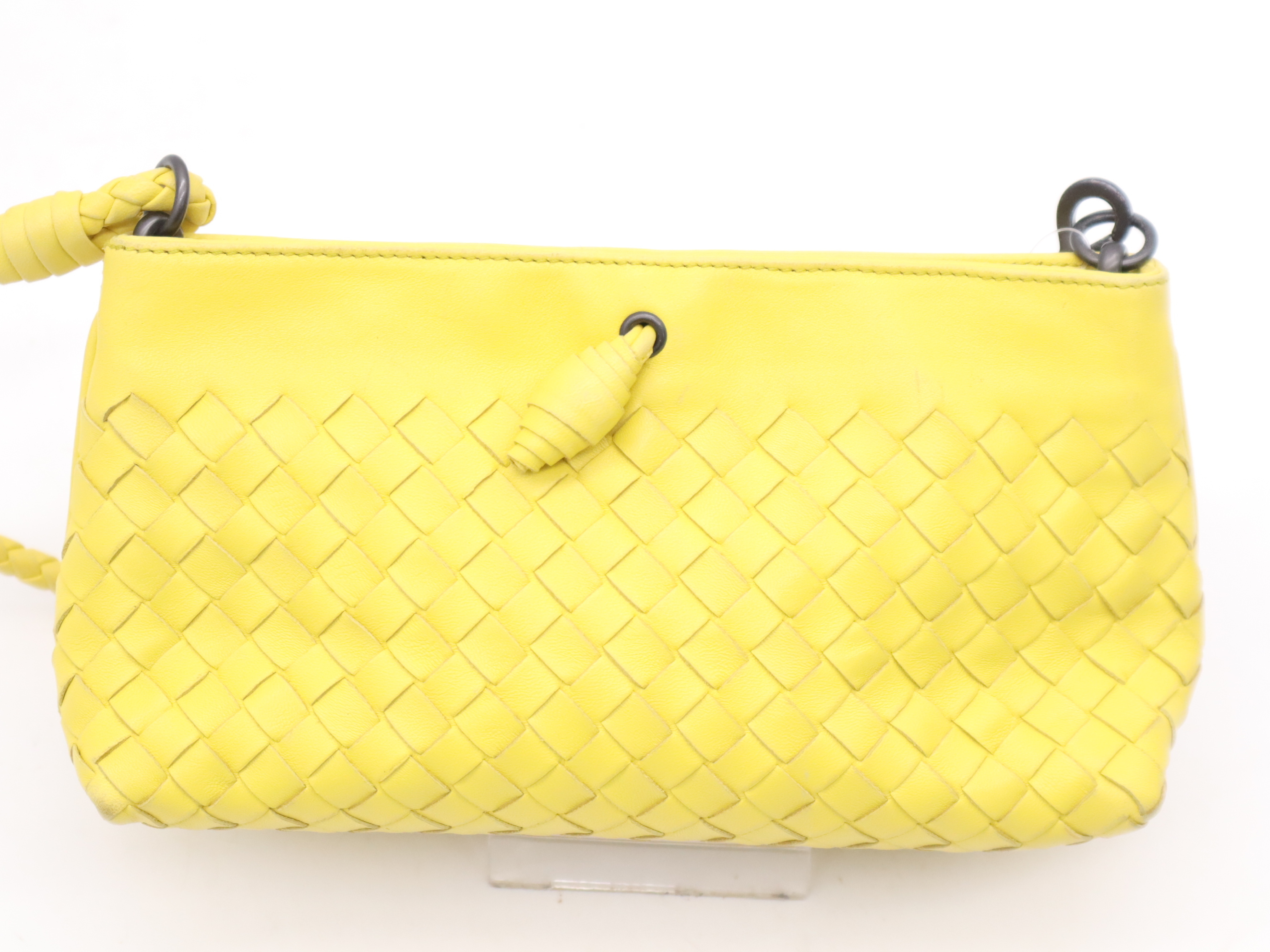 120773 Lambskin Intrecciato Handbag, Yellow Shoulder Bag — view 2