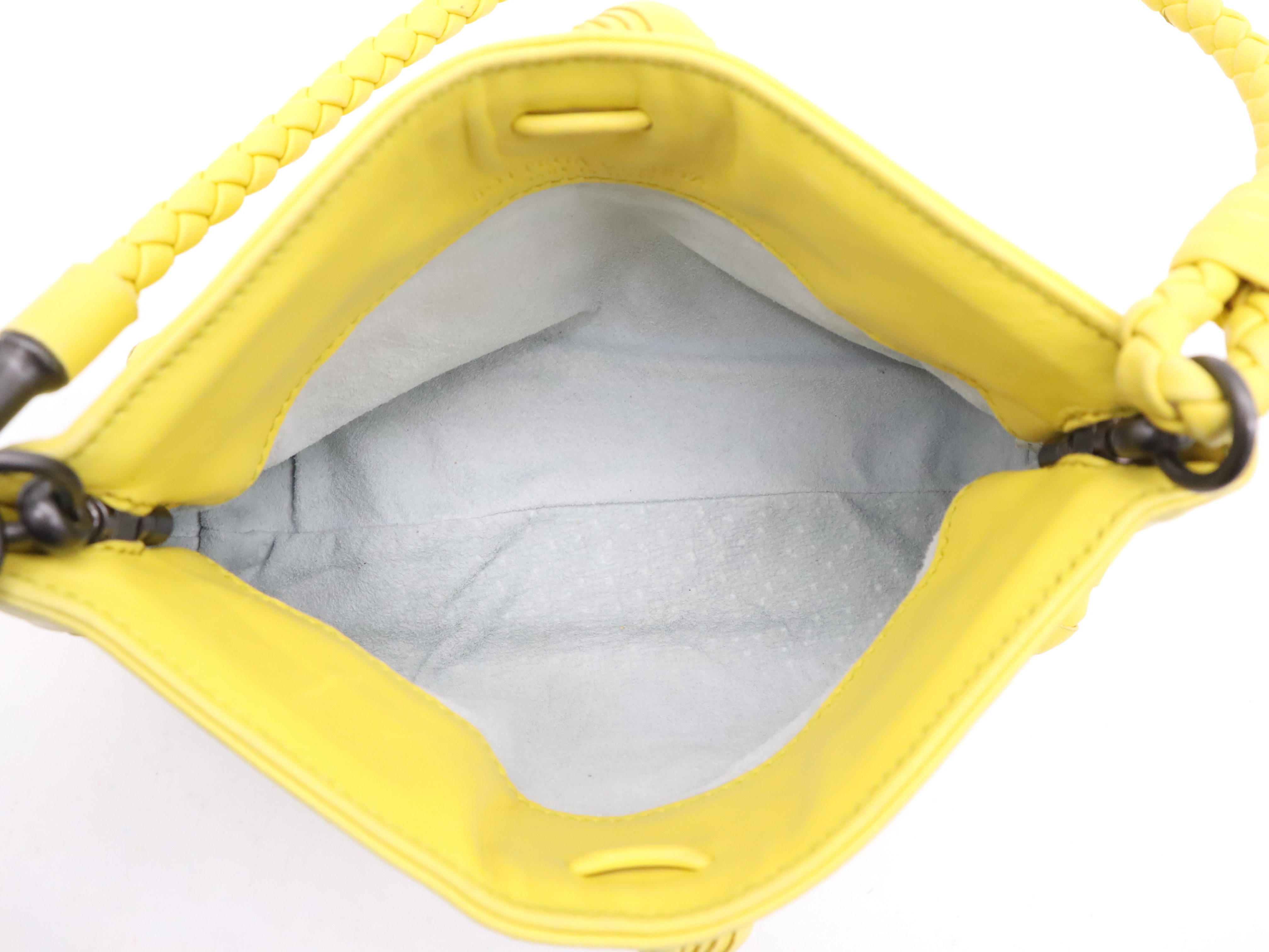 120773 Lambskin Intrecciato Handbag, Yellow Shoulder Bag — view 11