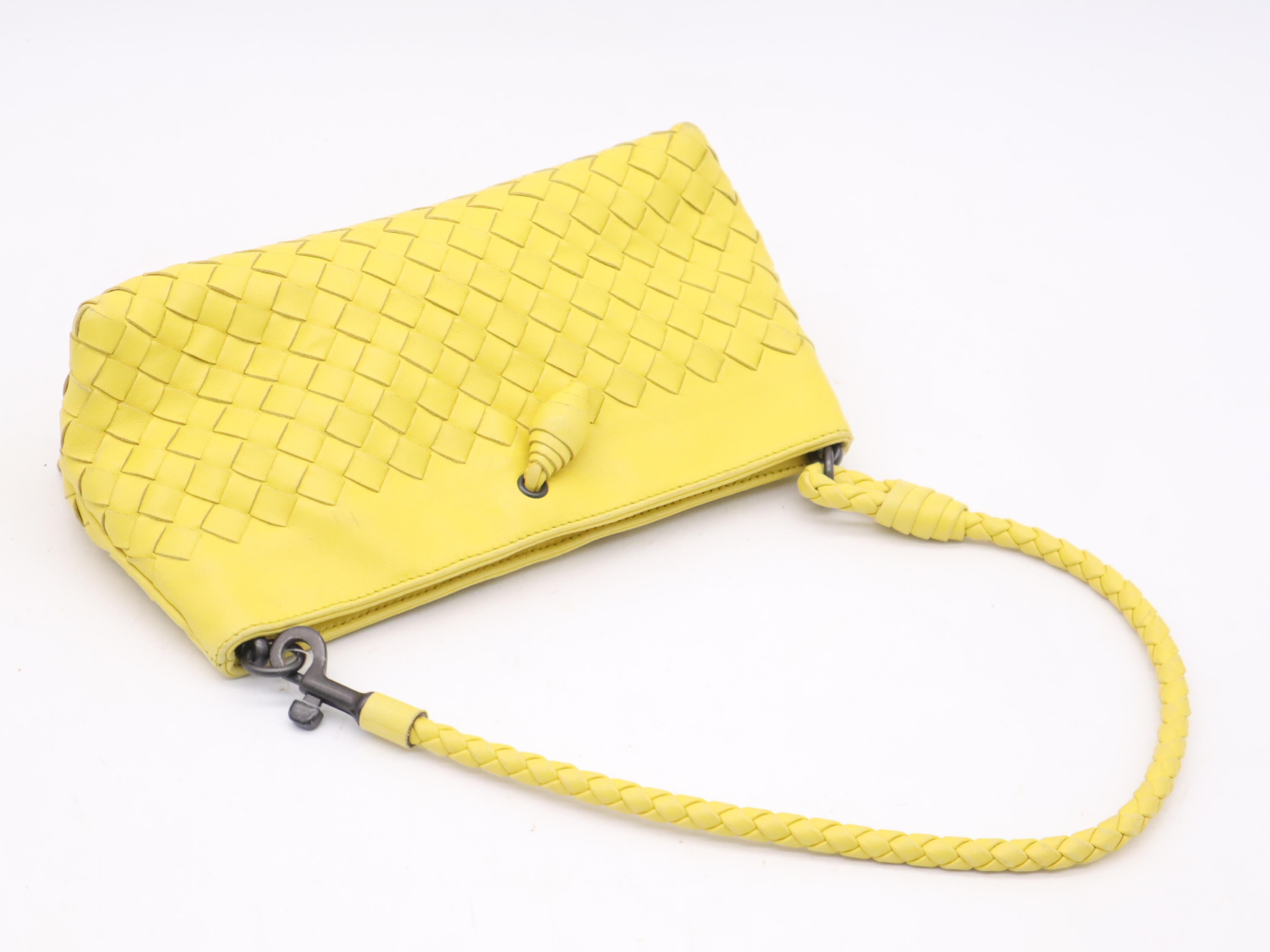 120773 Lambskin Intrecciato Handbag, Yellow Shoulder Bag — view 6