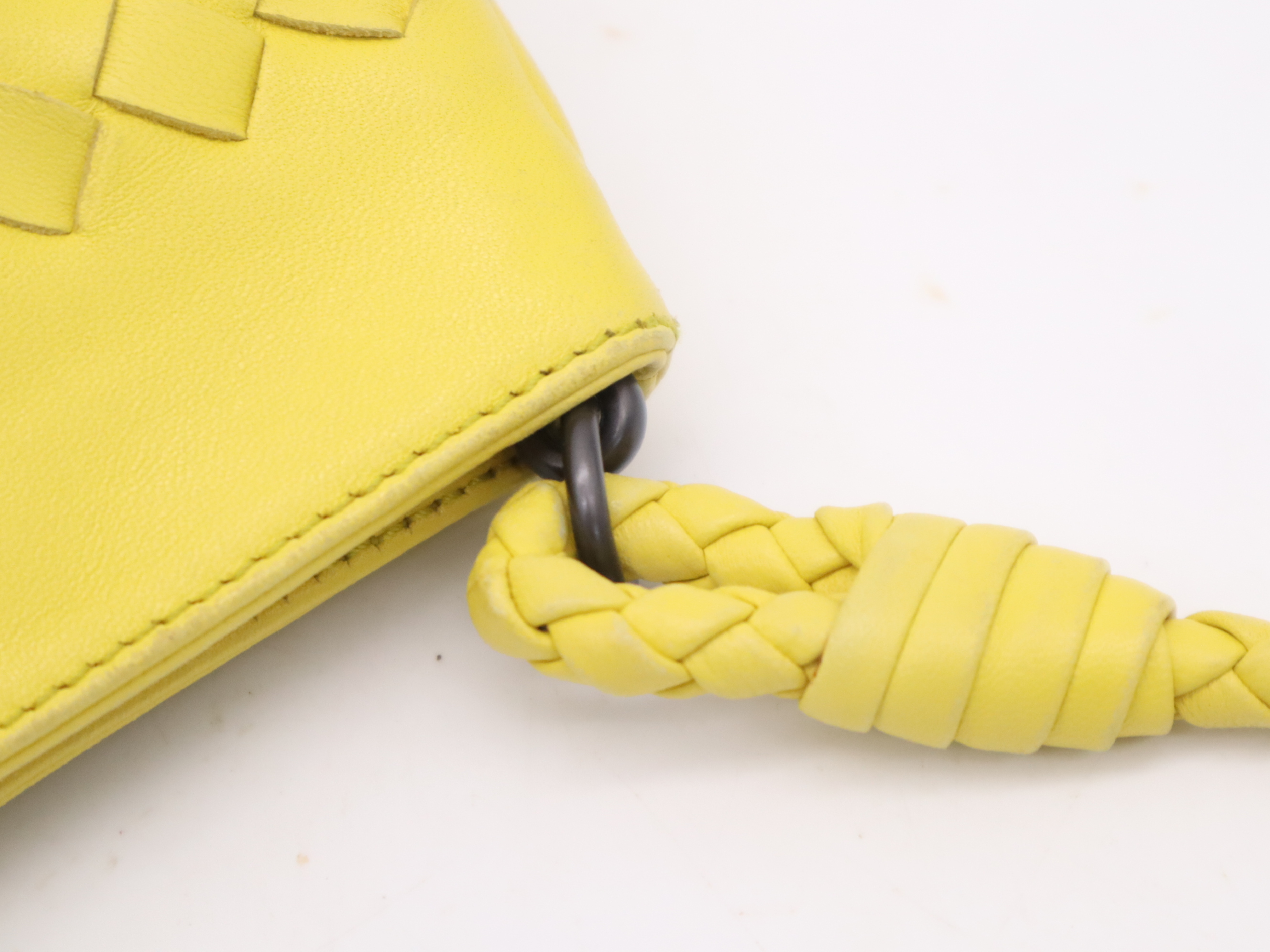 120773 Lambskin Intrecciato Handbag, Yellow Shoulder Bag — view 8