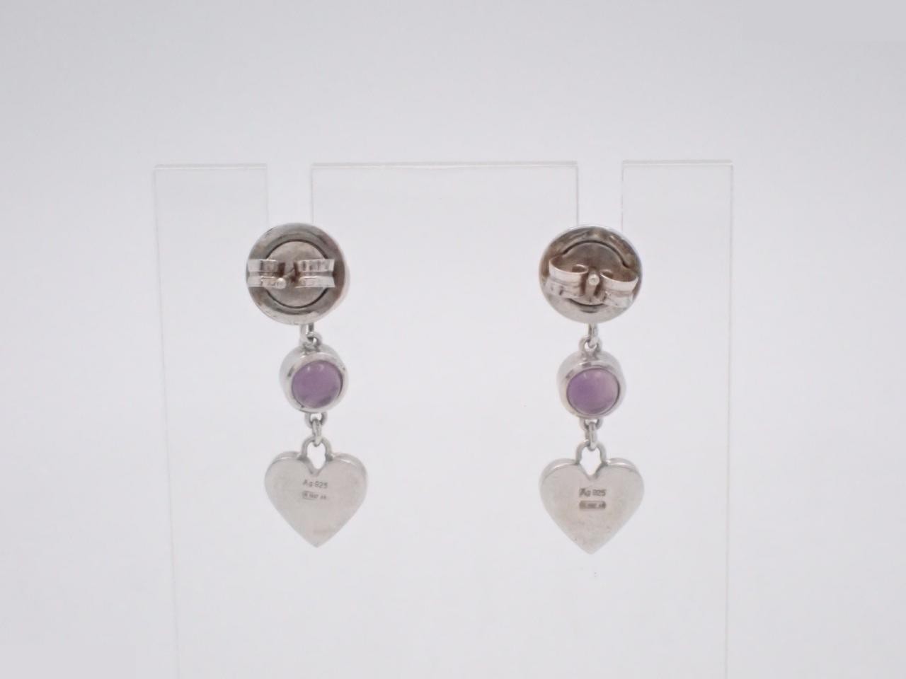 Symbol Heart Plate Amethyst Earrings, Ag925, 4.7g — view 2