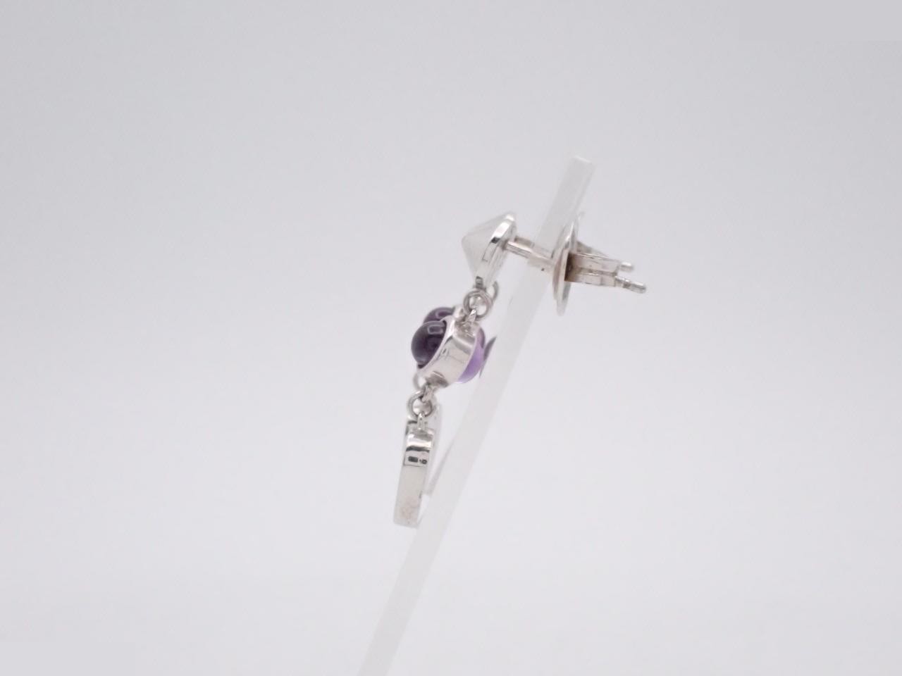 Symbol Heart Plate Amethyst Earrings, Ag925, 4.7g — view 3