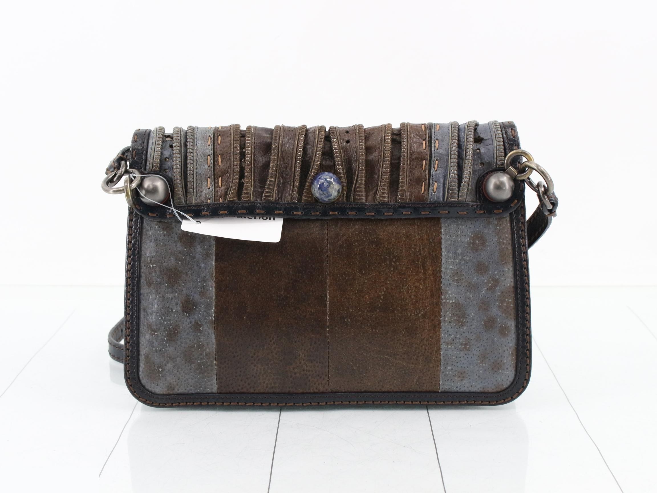 Patchwork Leather Lapis Lazuli Shoulder Bag — view 2