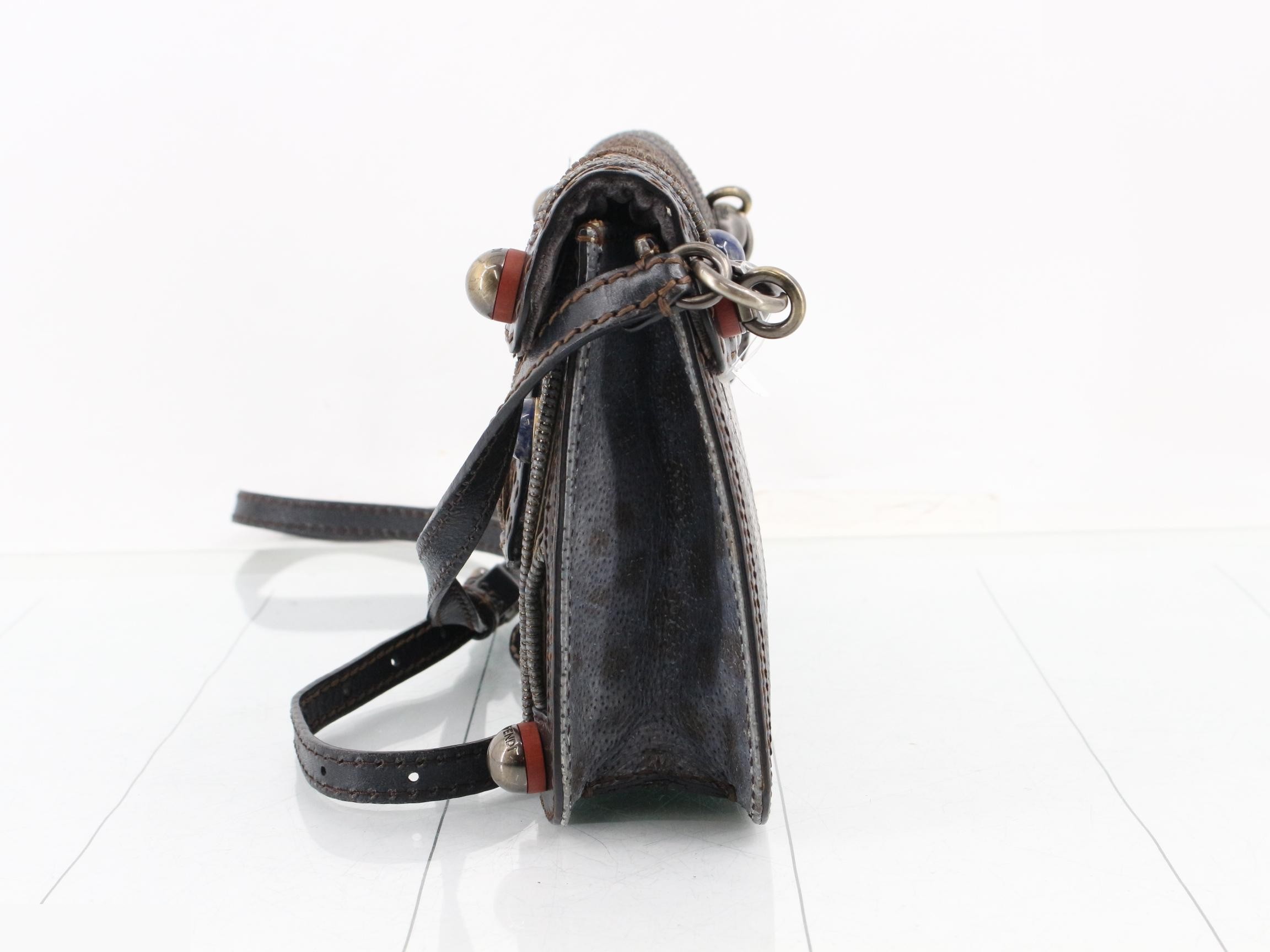 Patchwork Leather Lapis Lazuli Shoulder Bag — view 3