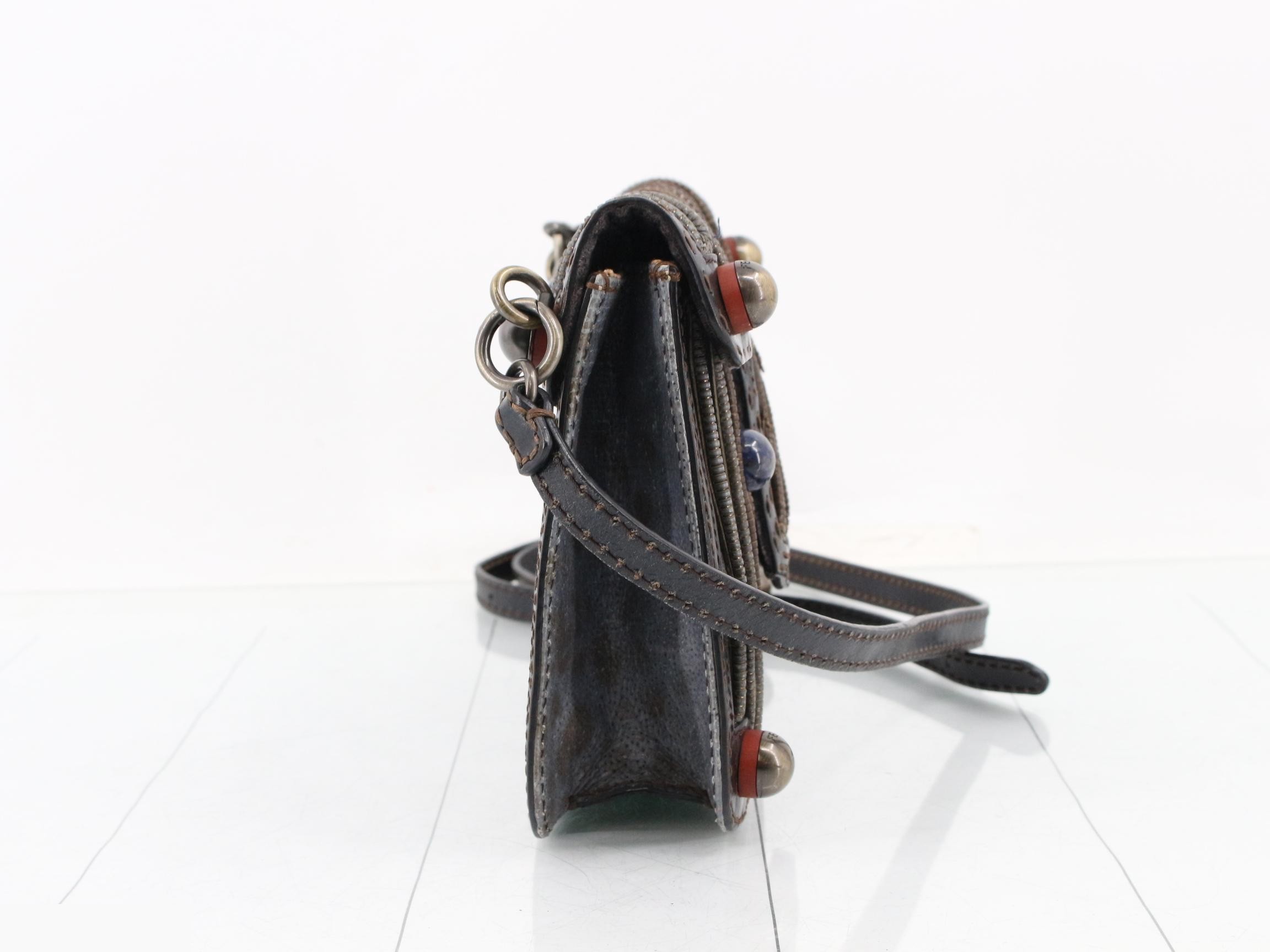 Patchwork Leather Lapis Lazuli Shoulder Bag — view 4