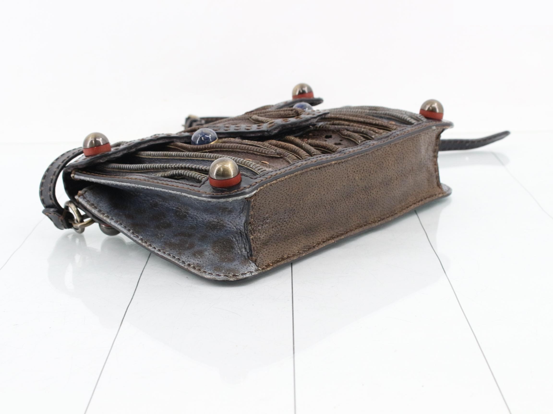 Patchwork Leather Lapis Lazuli Shoulder Bag — view 5