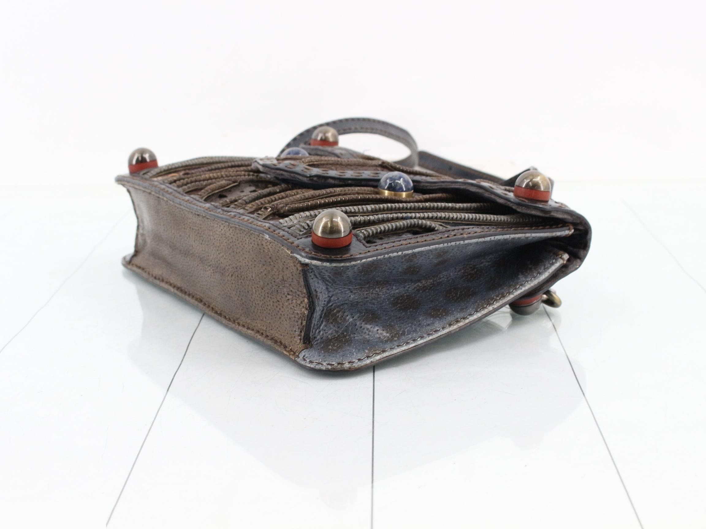 Patchwork Leather Lapis Lazuli Shoulder Bag — view 6