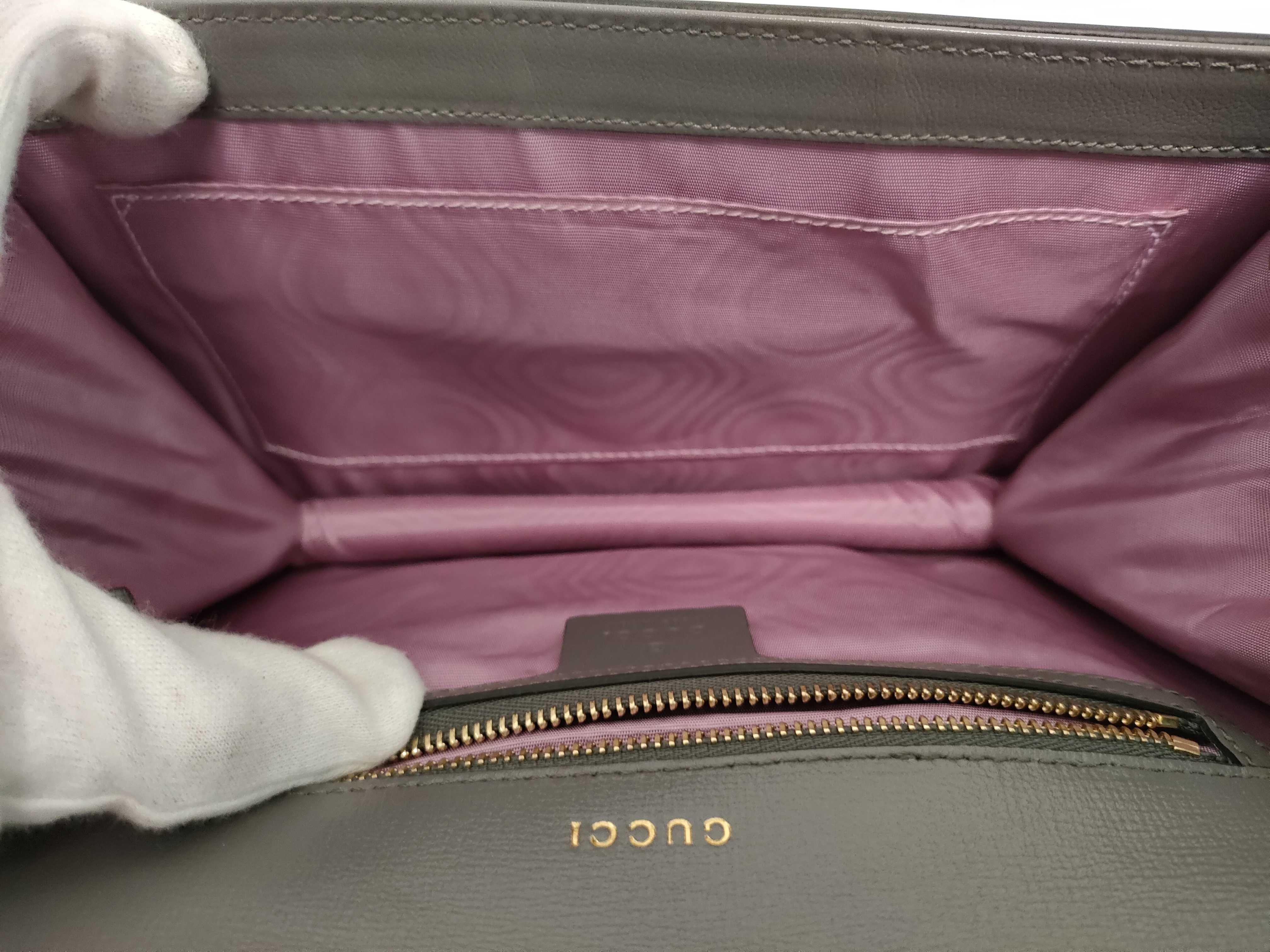589474 Marmont Shoulder Bag, Half Flap, Leather, Gray Shoulder Bag — view 13