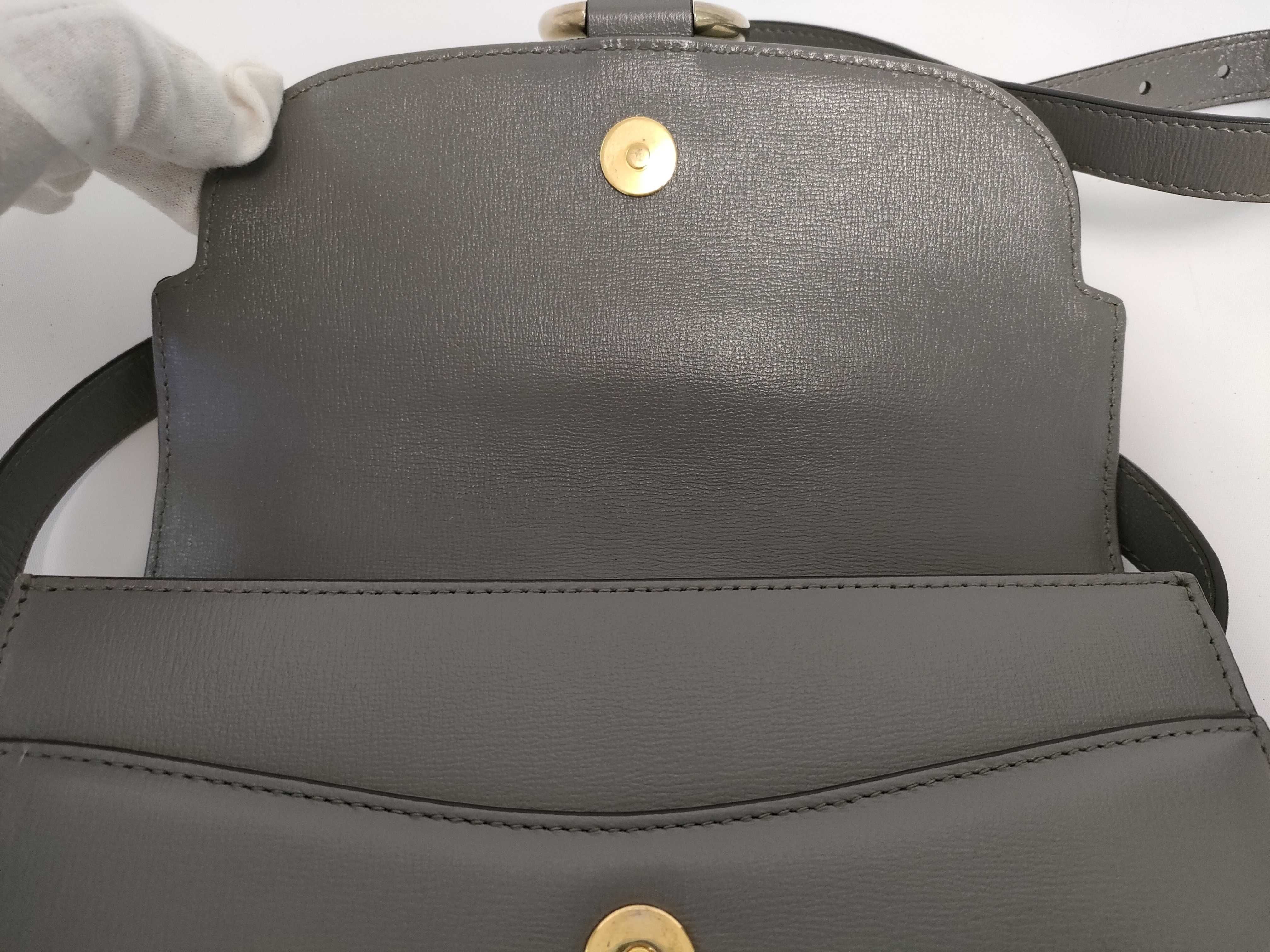 589474 Marmont Shoulder Bag, Half Flap, Leather, Gray Shoulder Bag — view 8