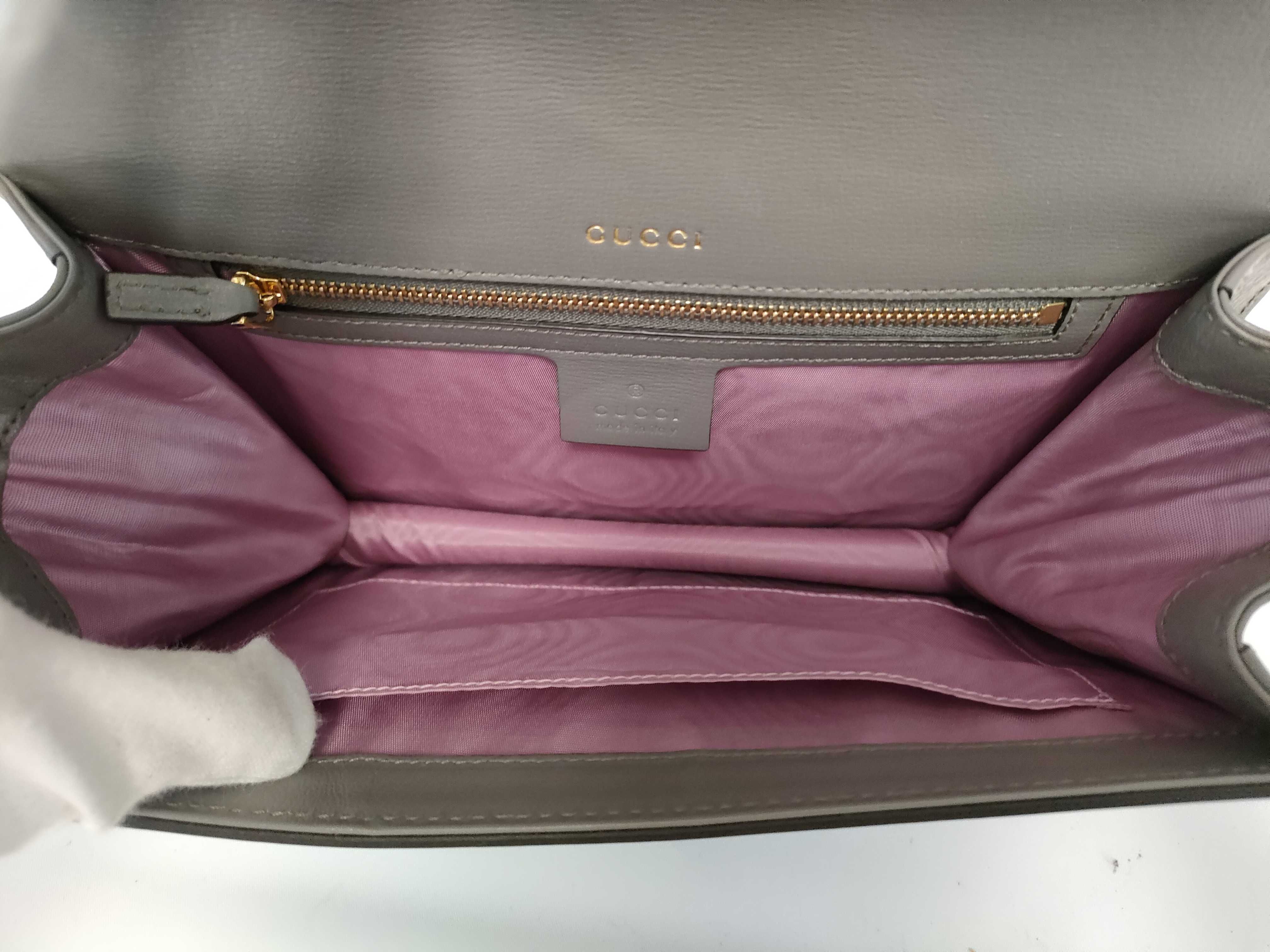 589474 Marmont Shoulder Bag, Half Flap, Leather, Gray Shoulder Bag — view 9