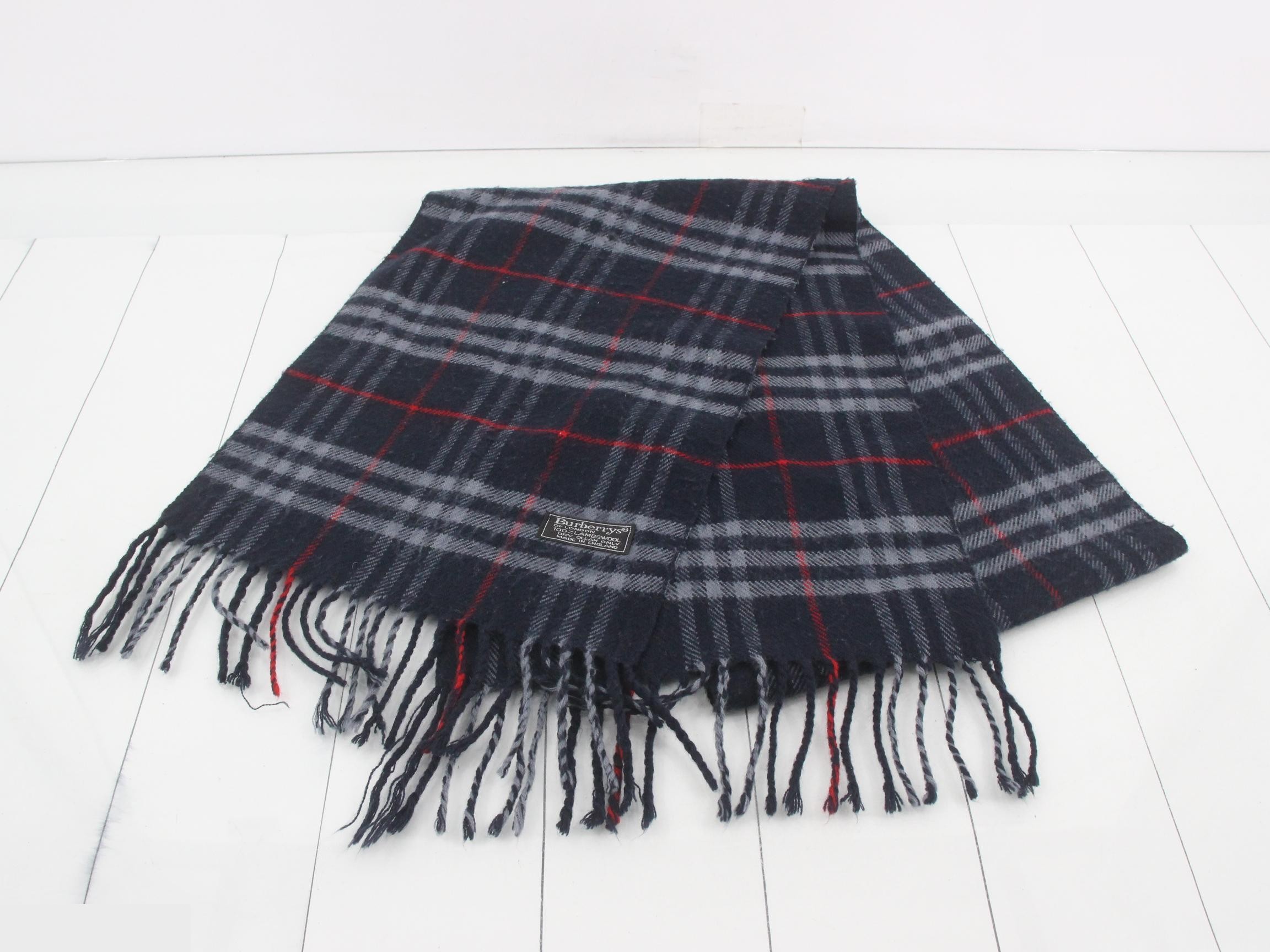 Nova Check Scarf, Navy, 100% Wool — view 2