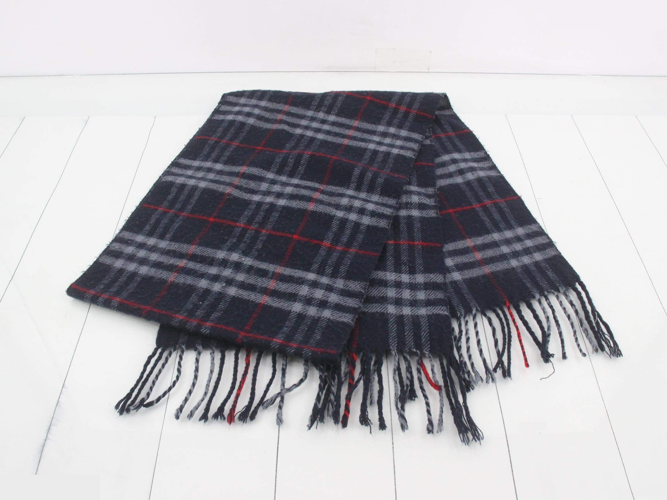 Nova Check Scarf, Navy, 100% Wool — view 3