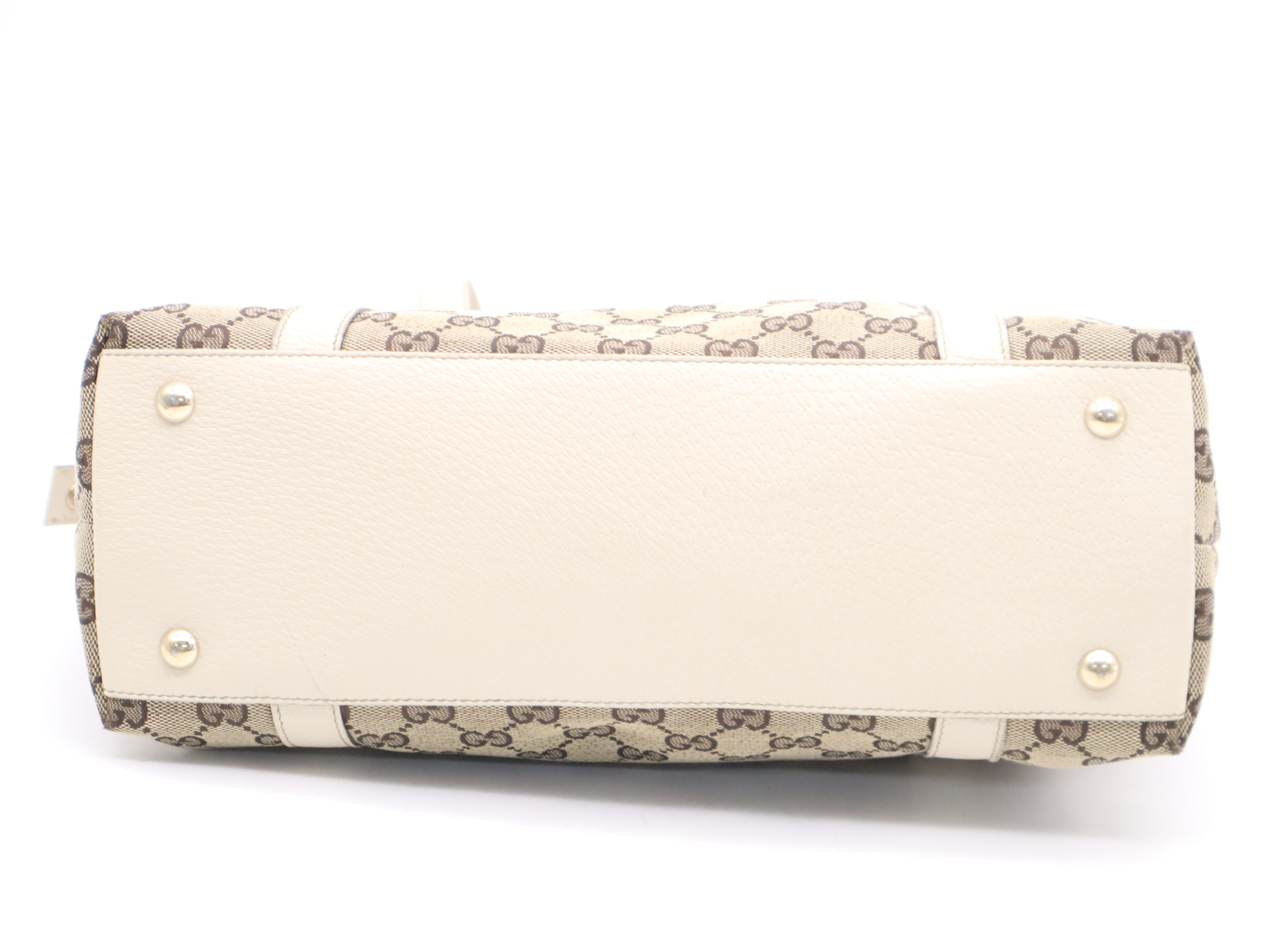 141470 Canvas x Leather GG Canvas Abbey Tote Bag Beige Gold Hardware Tote Bag — view 4