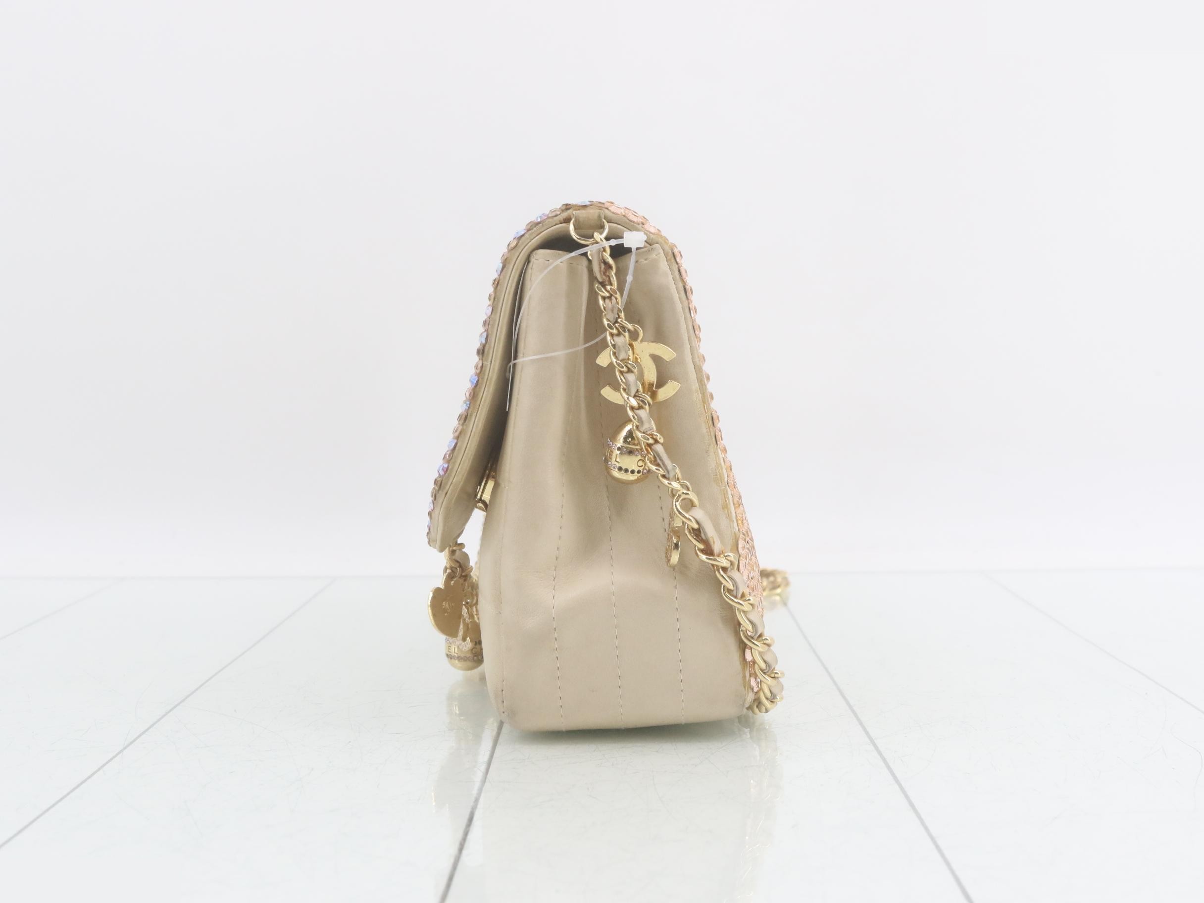Chocolate Bar (Bag) Chain Shoulder Bag, Glitter, Beige — view 3