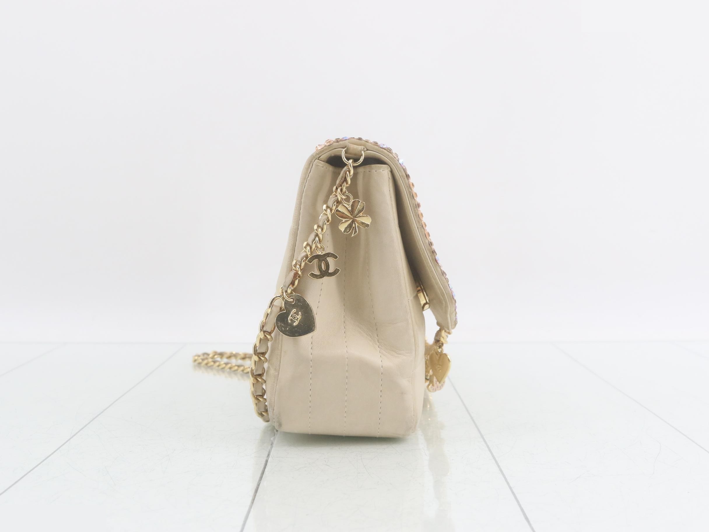 Chocolate Bar (Bag) Chain Shoulder Bag, Glitter, Beige — view 4