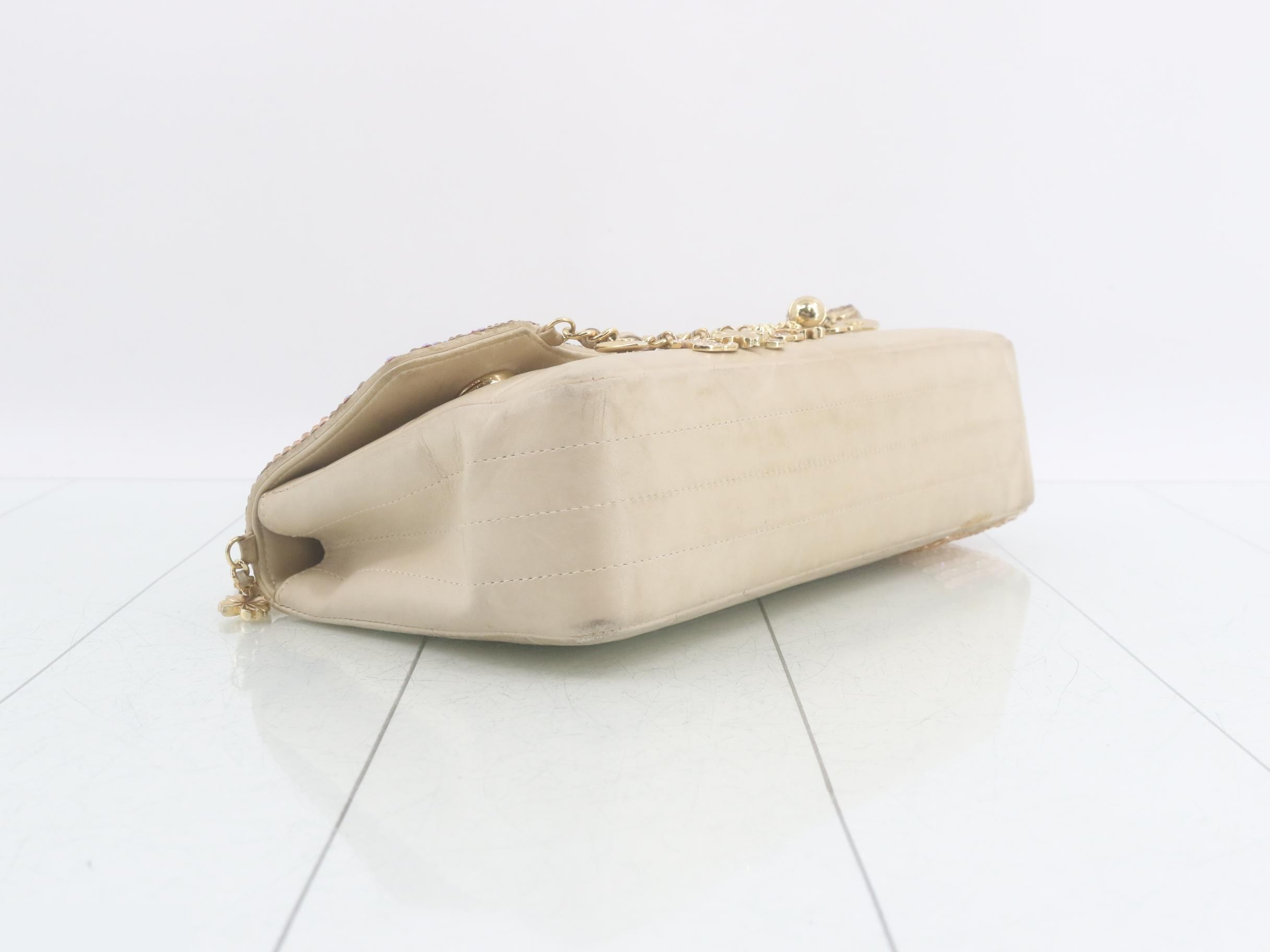 Chocolate Bar (Bag) Chain Shoulder Bag, Glitter, Beige — view 5