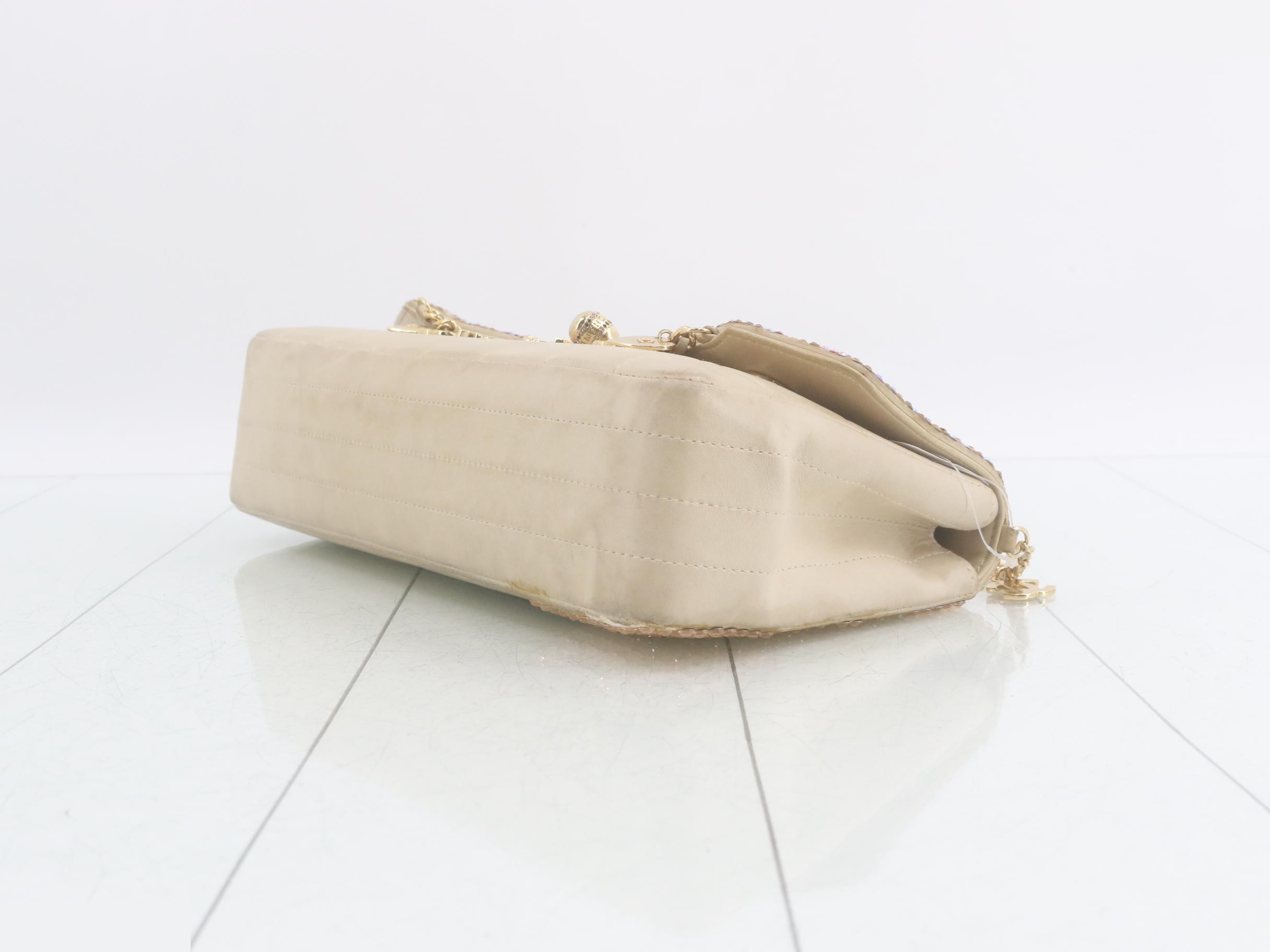 Chocolate Bar (Bag) Chain Shoulder Bag, Glitter, Beige — view 6