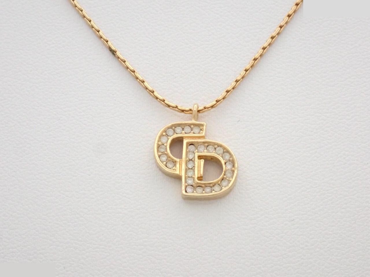 CD logo rhinestone necklace
