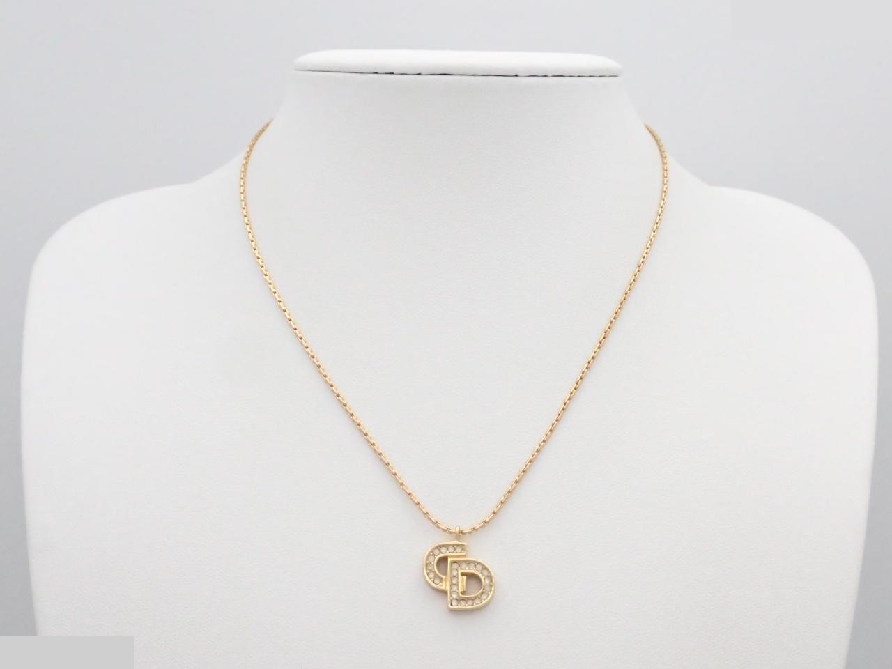CD logo rhinestone necklace — view 3