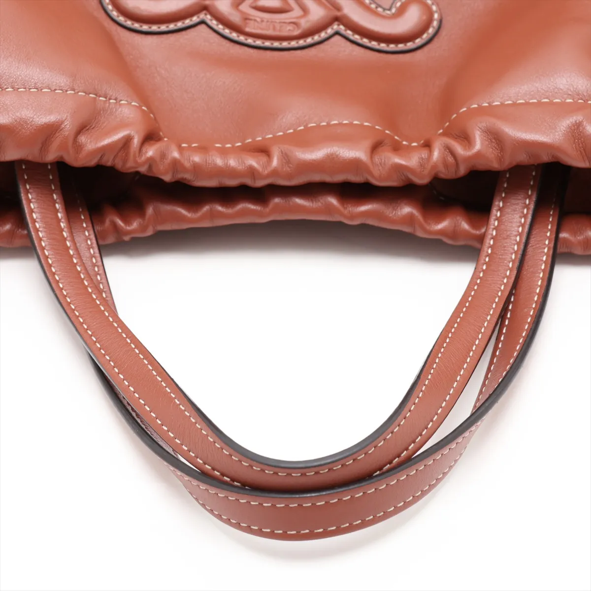 Small Cabas Drawstring Cuir Triomphe Leather 2-Way Handbag Brown — view 5