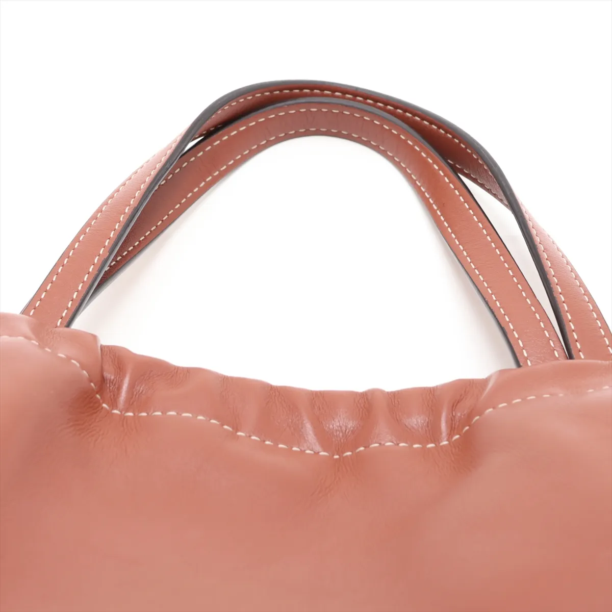 Small Cabas Drawstring Cuir Triomphe Leather 2-Way Handbag Brown — view 6