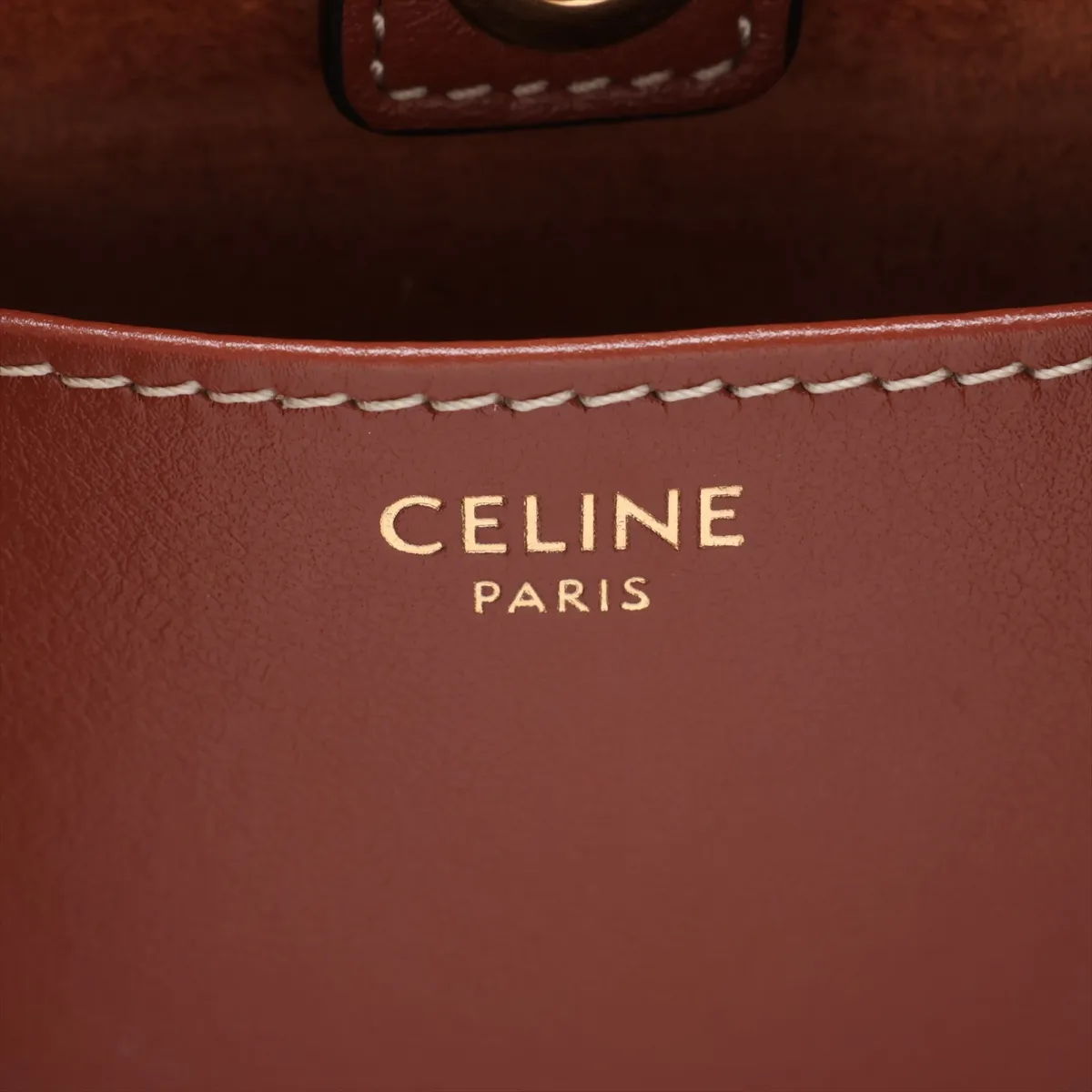 Small Cabas Drawstring Cuir Triomphe Leather 2-Way Handbag Brown — view 9